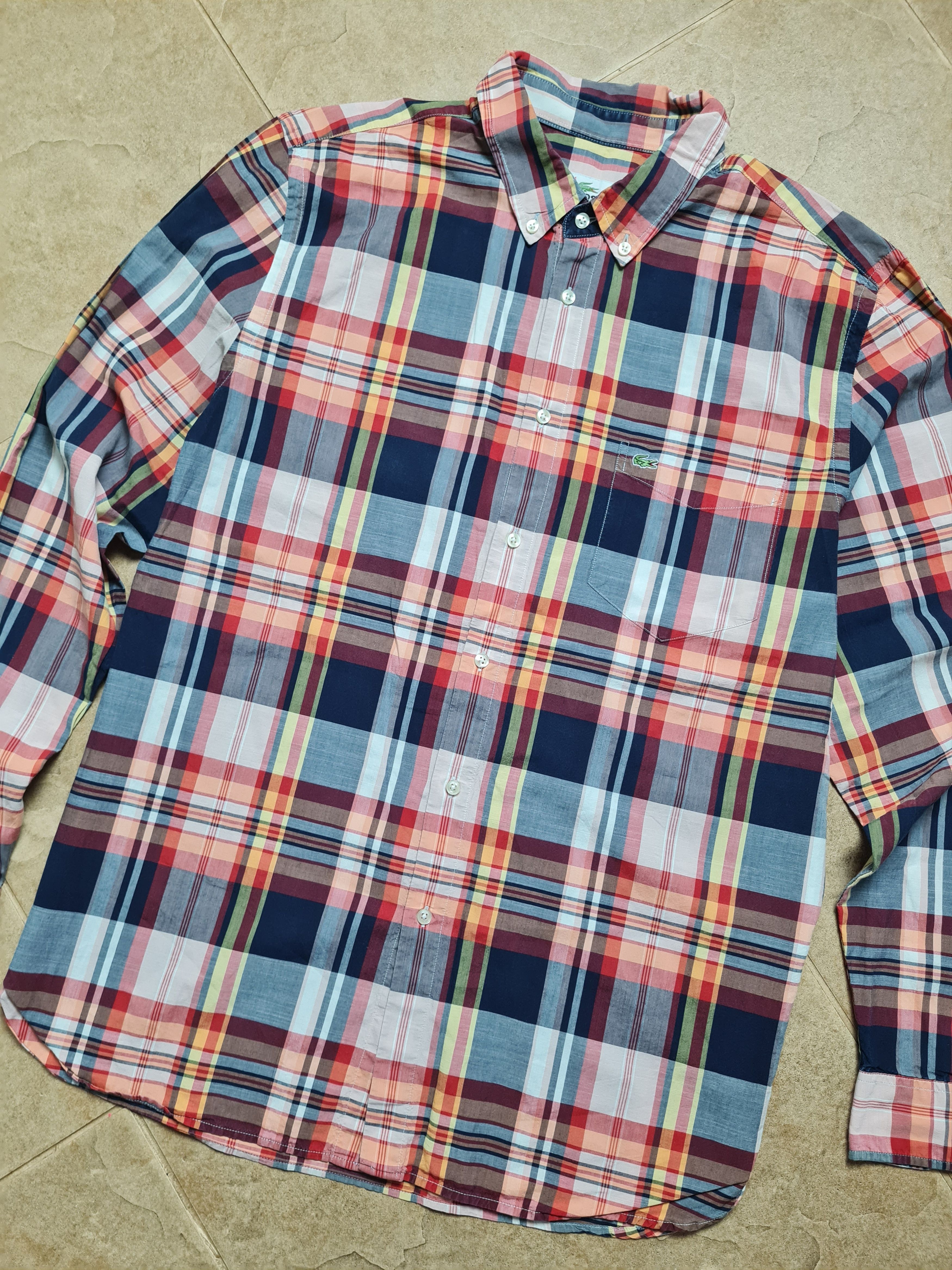 Lacoste Lacoste Regular Fit Herren Hemd Langarm Rot Blau Kariert Size US L / EU 52-54 / 3 - 19 Thumbnail