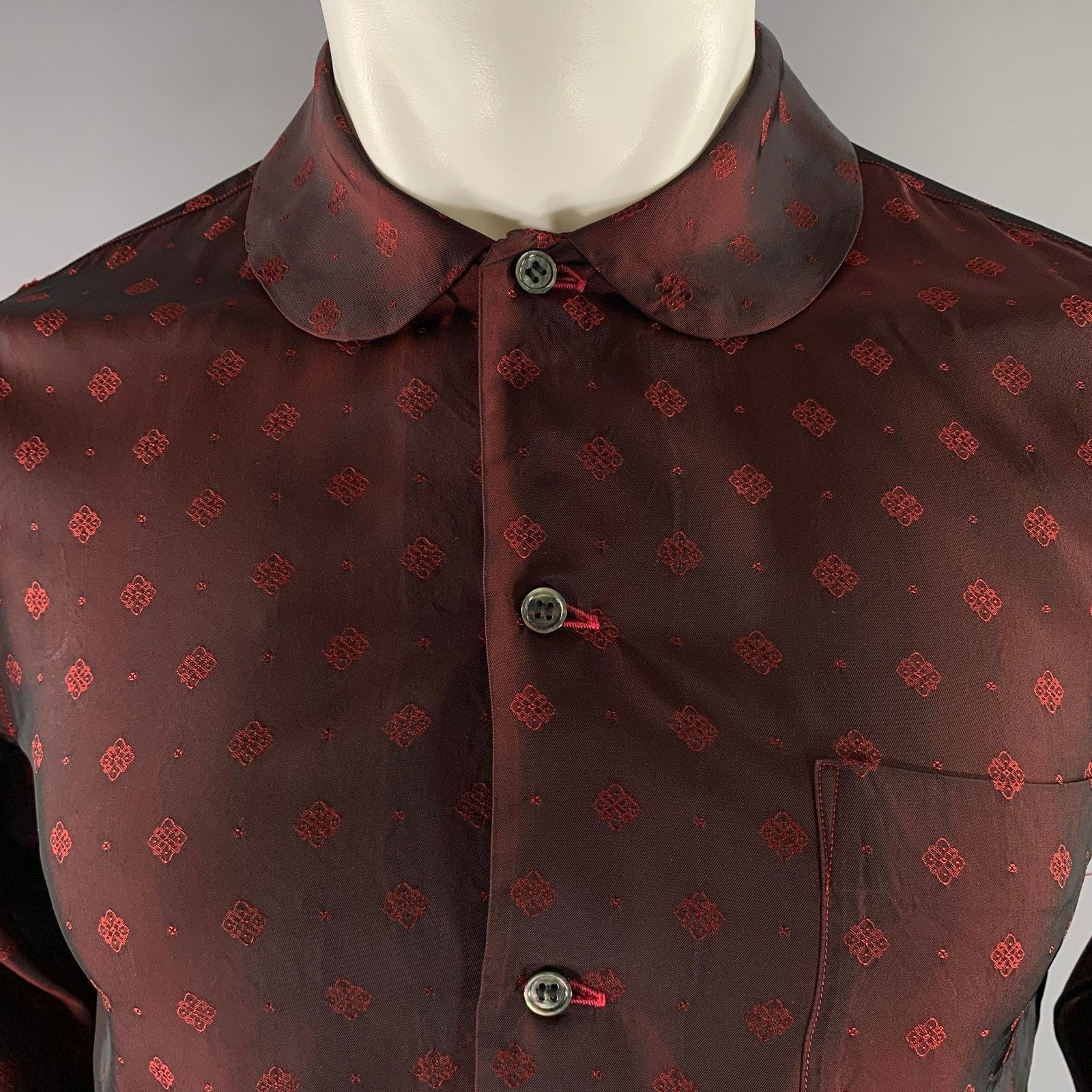 Comme des Garcons COMME des GARCONS XS Burgundy Red Cupra Long Sleeve Shirt Size US XS / EU 42 / 0 - 2 Thumbnail
