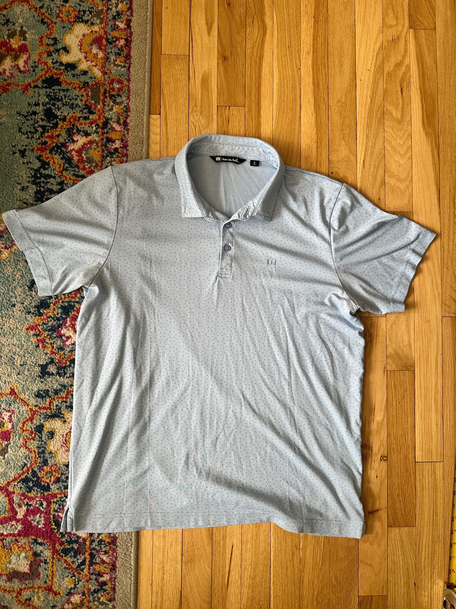 TravisMathew Travis Mathew Polo Mens XL Light Baby Blue Polka Dots Golf Size US XL / EU 56 / 4 - 5 Thumbnail