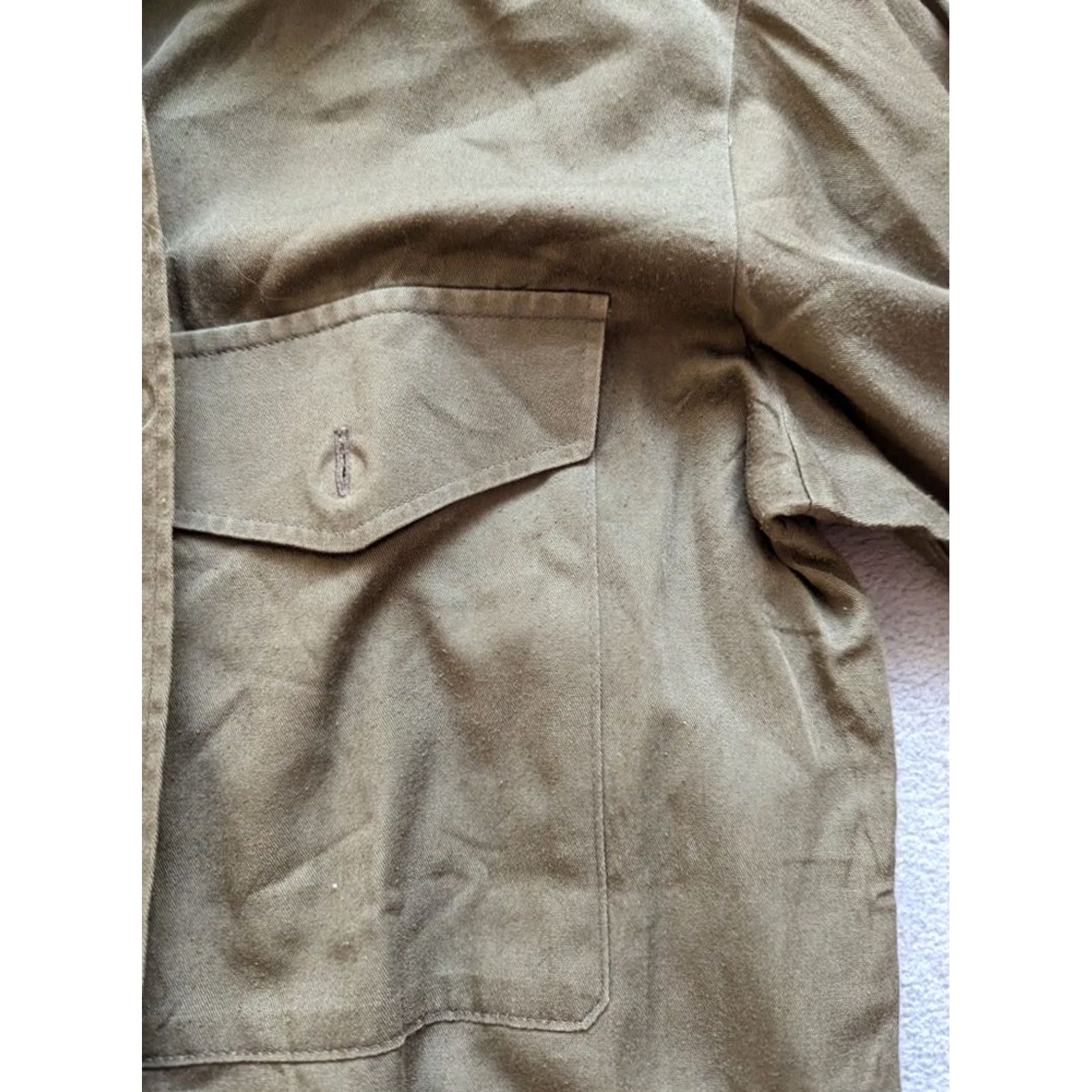 Olive Vintage gloriette shirt size 39 olive army military button up long sleeve mens Size US L / EU 52-54 / 3 - 4 Thumbnail