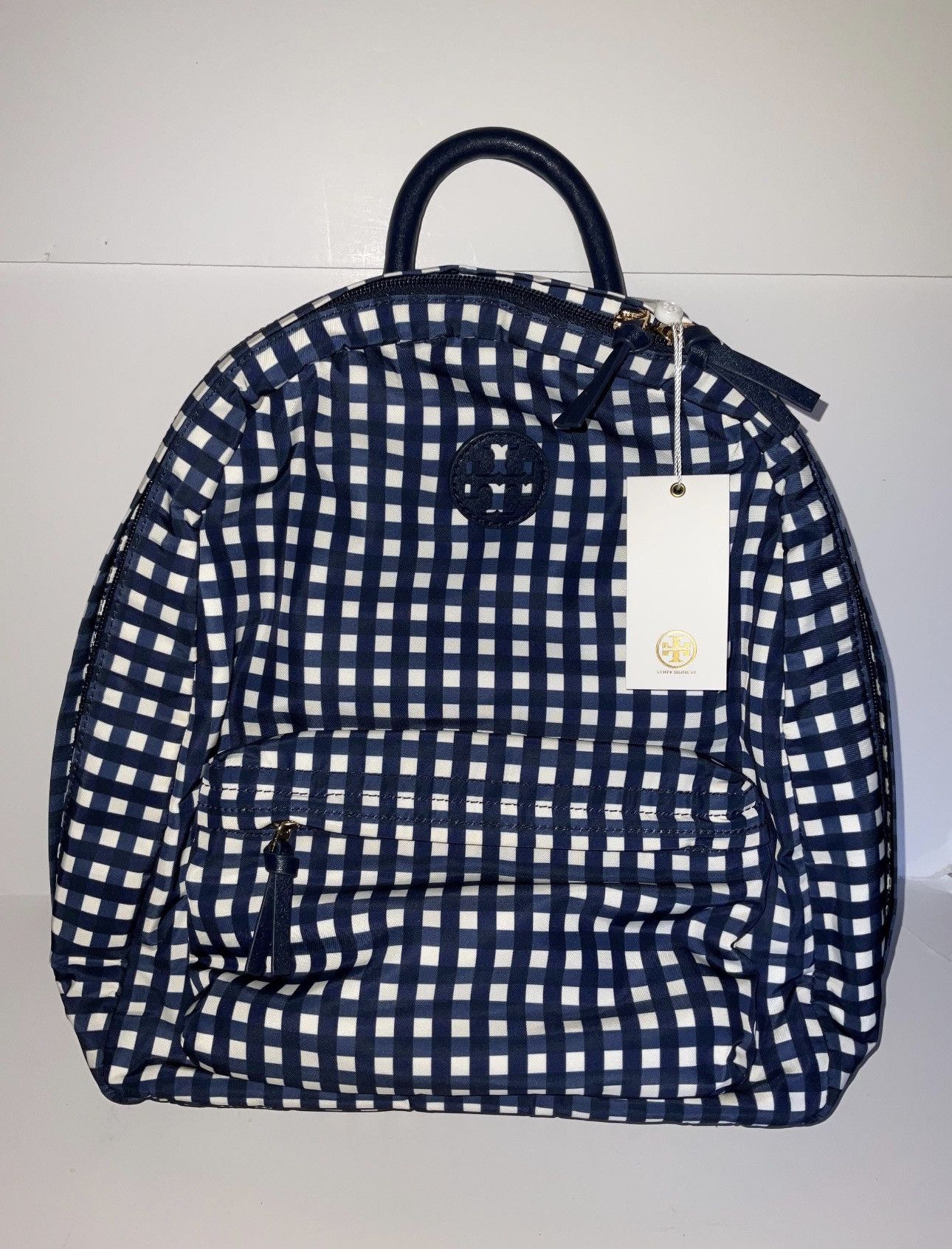 Tory Burch New with tags Ella Tory Burch navy blue gingham backpack Size ONE SIZE - 1 Thumbnail