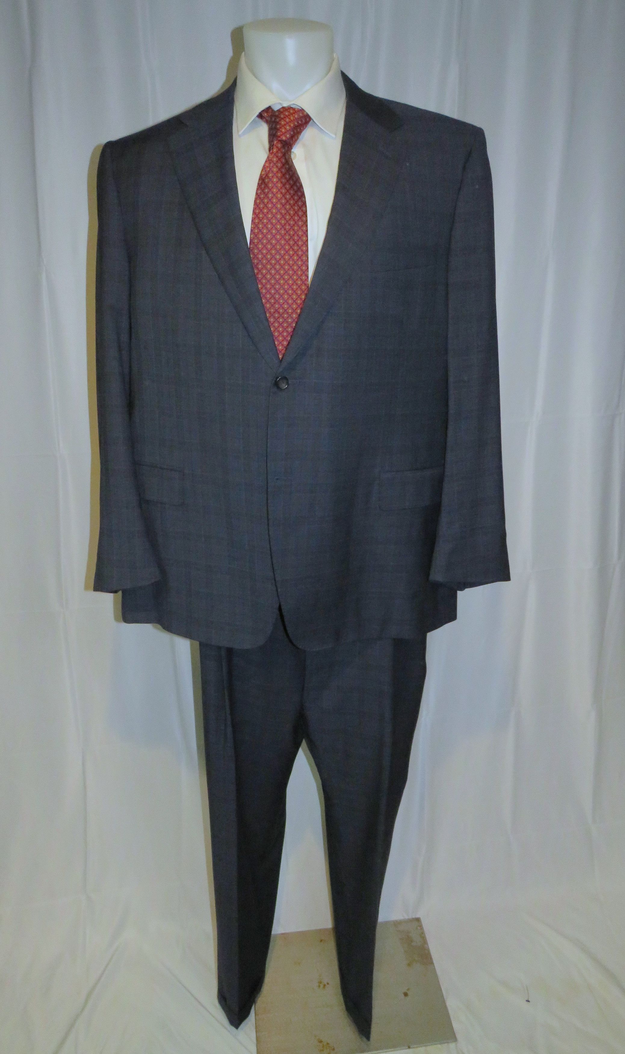 Canali Super 150 Brown Label Blue Plaid Two Button Sui Size 50L - 1 Thumbnail