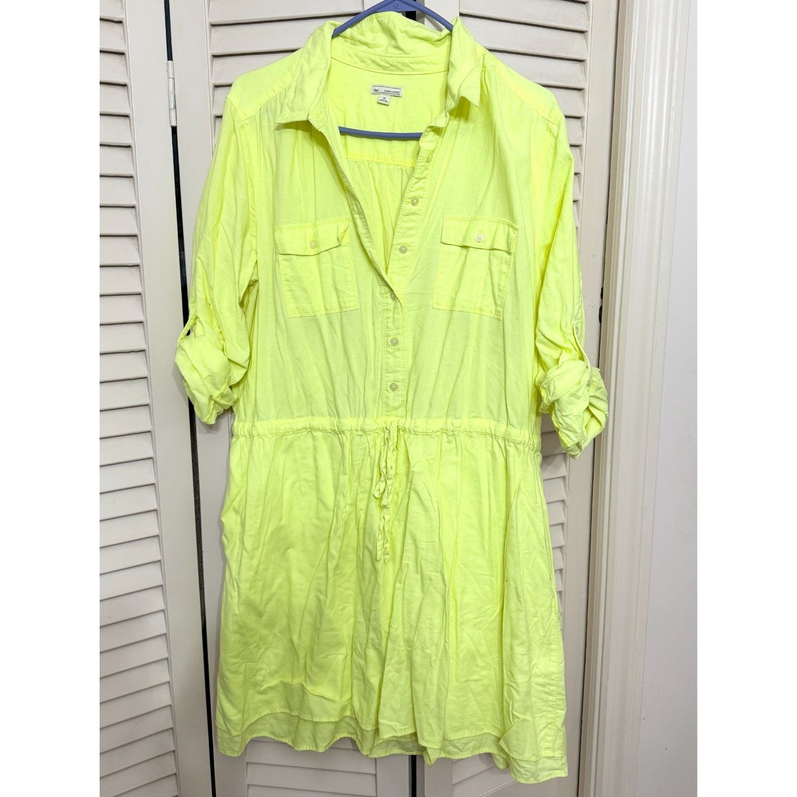 Gap Gap neon yellow tunic drawstring shirt dress size XL Size XL / US 12-14 / IT 48-50 - 2 Thumbnail
