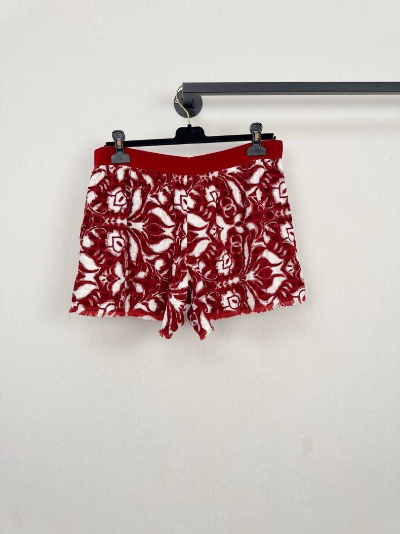 Chanel Chanel Red Floral Velvet Shorts Size 37" - 5 Thumbnail