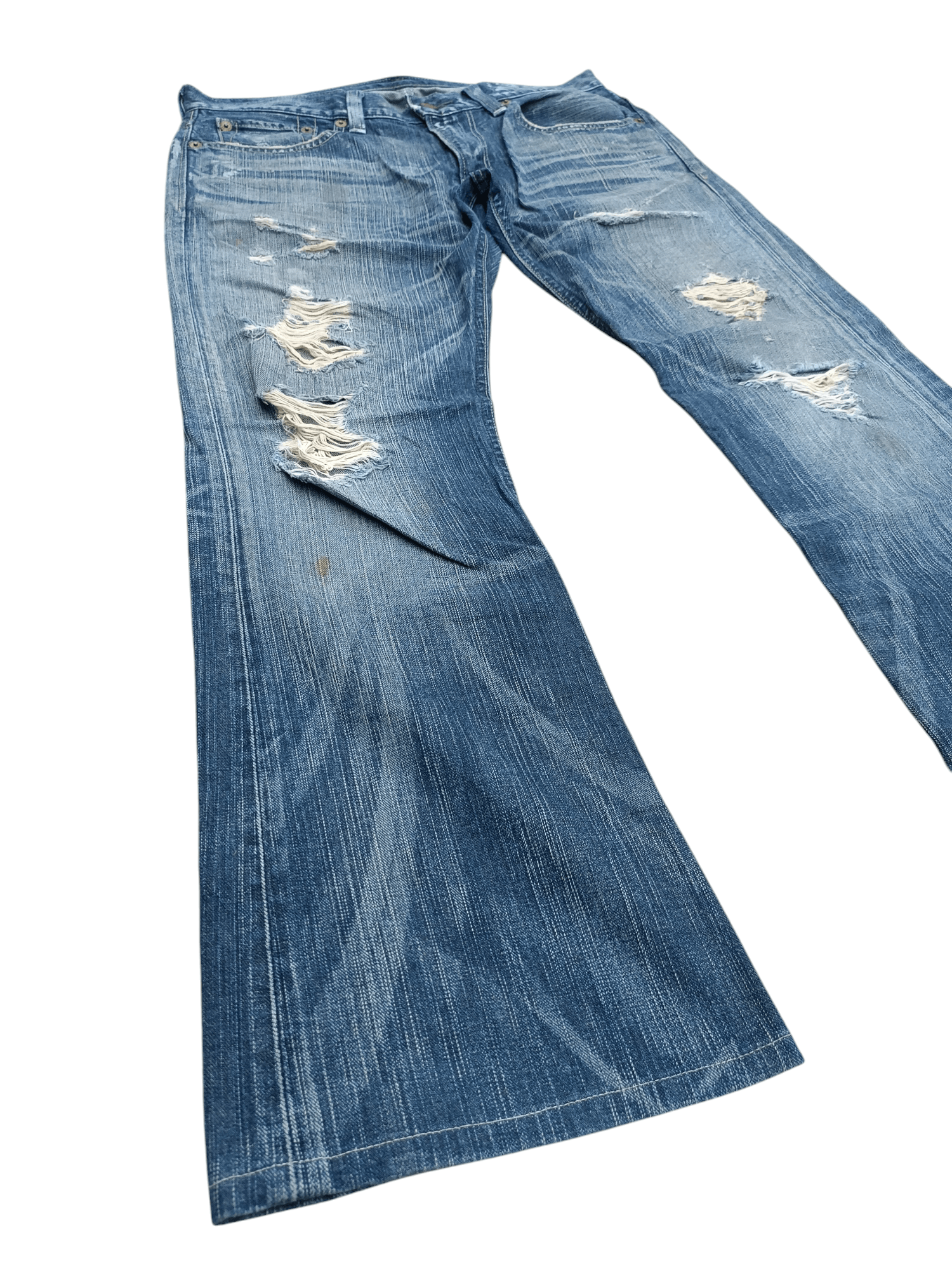 Edwin FLARED Edwin 503 Blue Trip Dirty Mud Wash Distressed Jeans Size US 35 - 2 Thumbnail