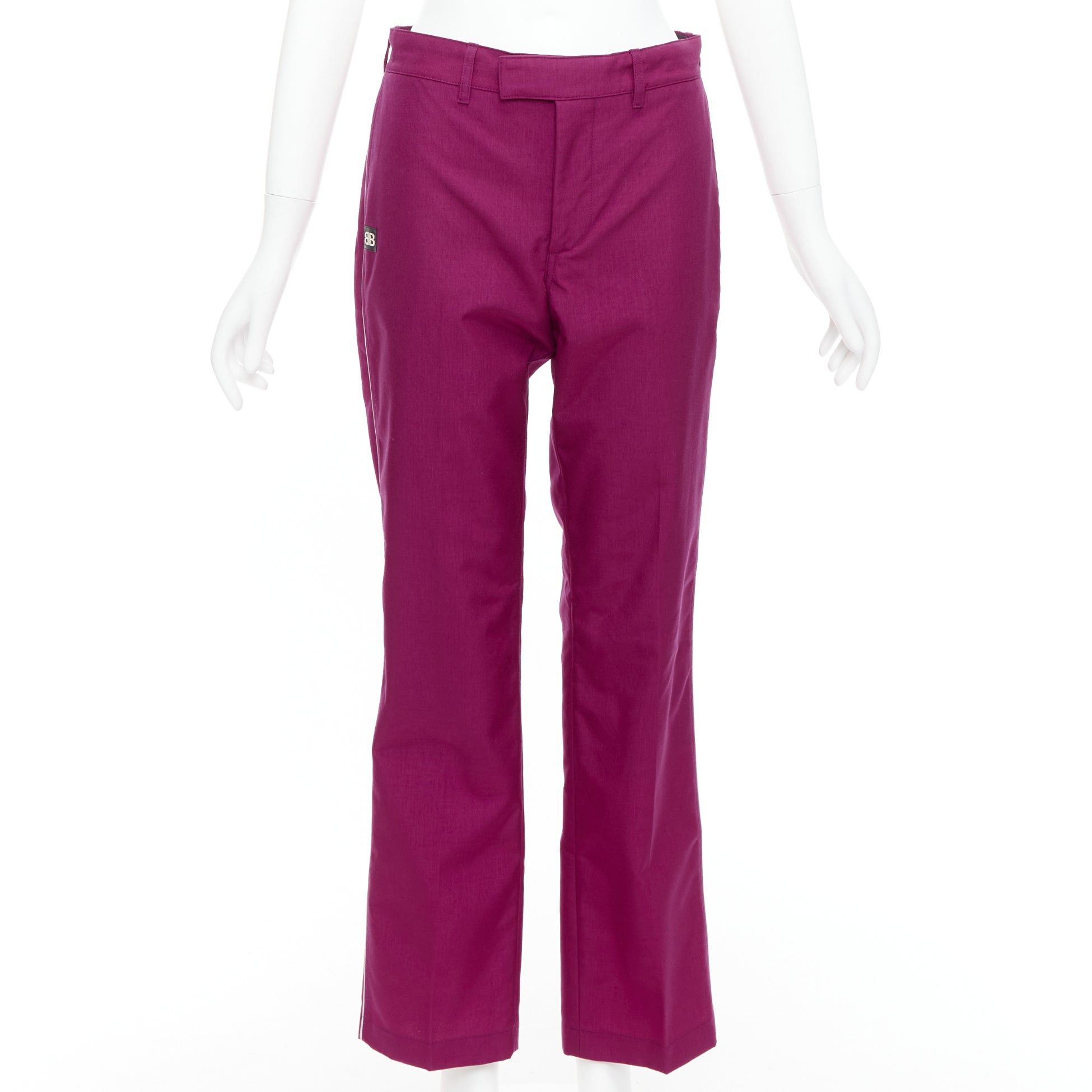 Balenciaga BALENCIAGA Demna 2017 purple BB rubber logo tapered trousers FR34 XS Size 26" / US 2 / IT 38 - 1 Thumbnail