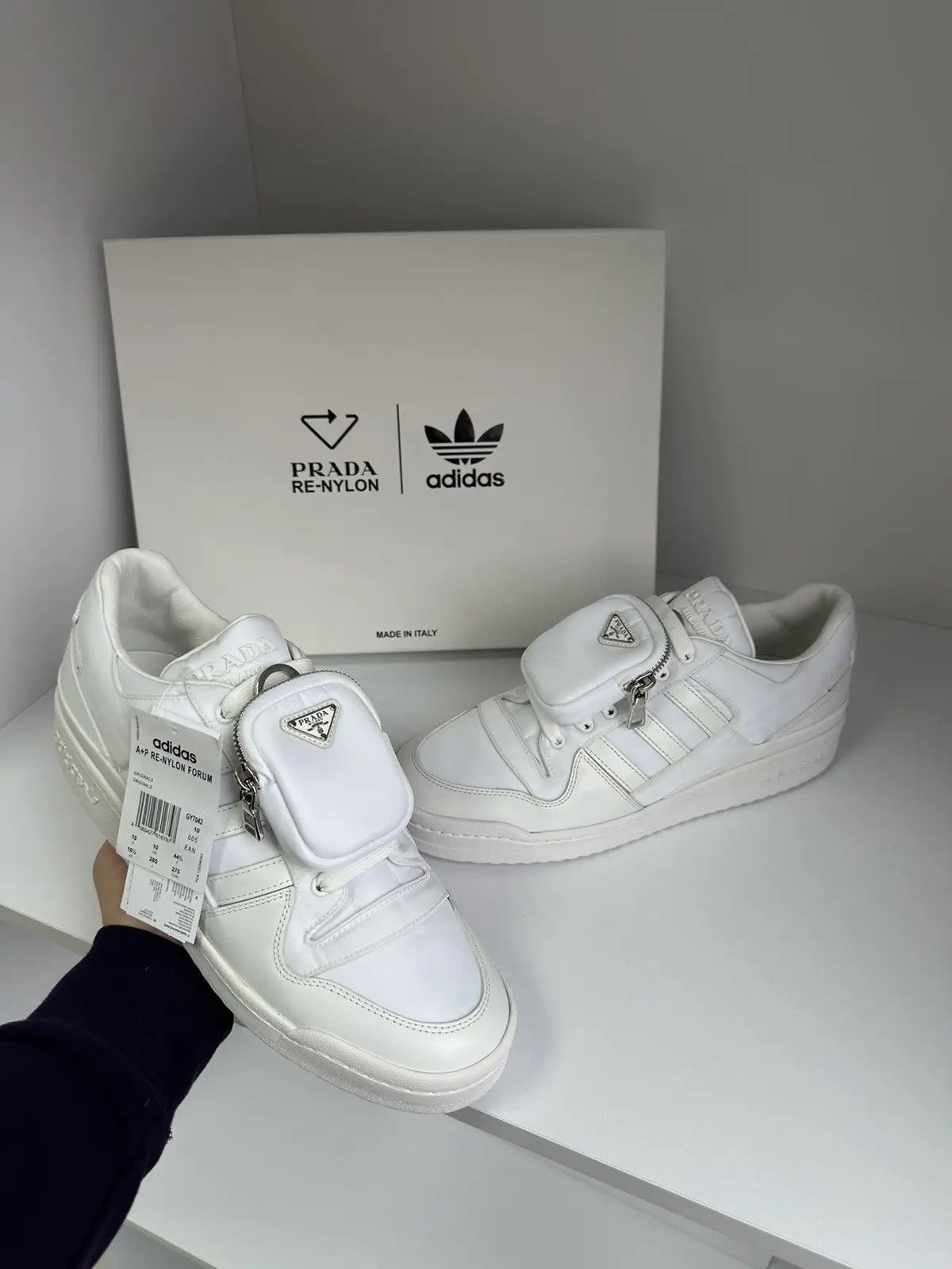 Adidas × Prada Prada Adidas Forum Low Nylon Sneakers White | Grailed