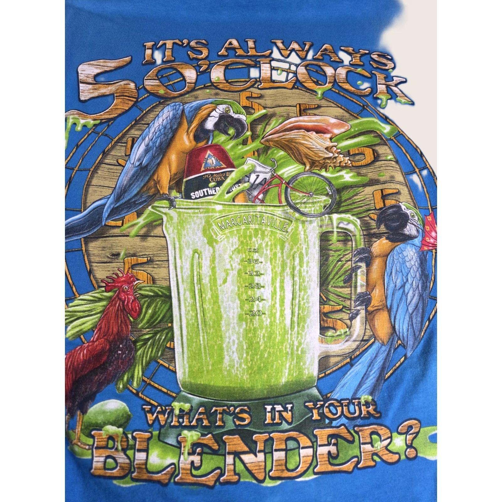 Vintage Margaritaville T Shirt Always 5 O'clock Whats In Your Blender Mens Medium Blue Short Sleeve Shirt Mens M Size US M / EU 48-50 / 2 - 1 Thumbnail