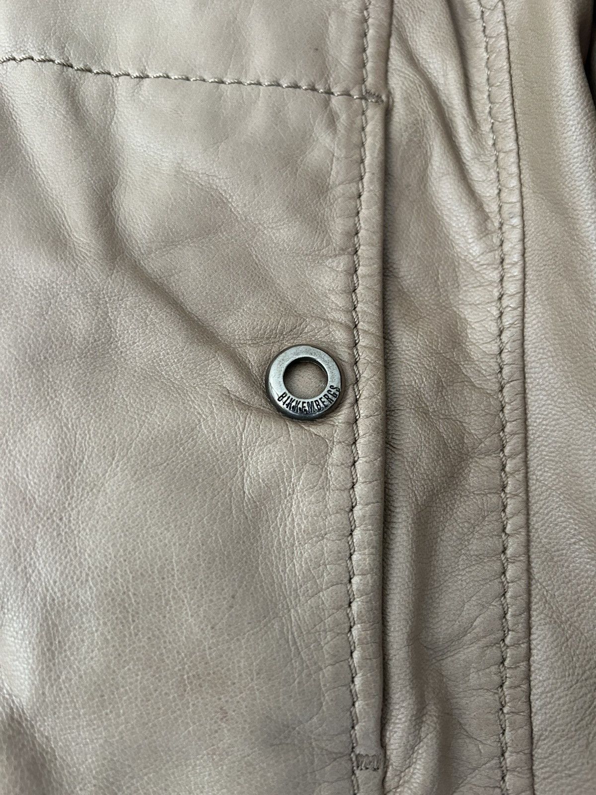 Dirk Bikkembergs Beige Leather Moto Jacket Size US M / EU 48-50 / 2 - 7 Thumbnail