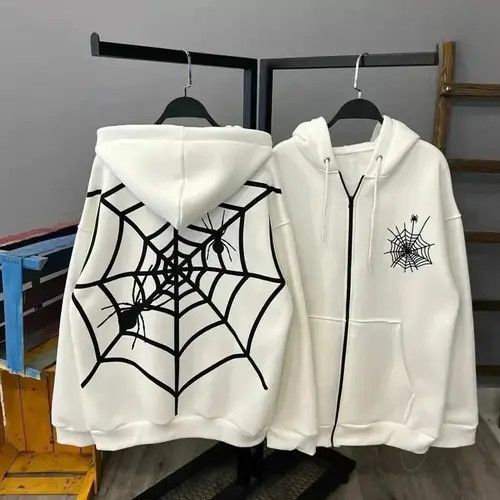 image of Vintage American Spider Top Hoodie in White, Men's (Size Medium)