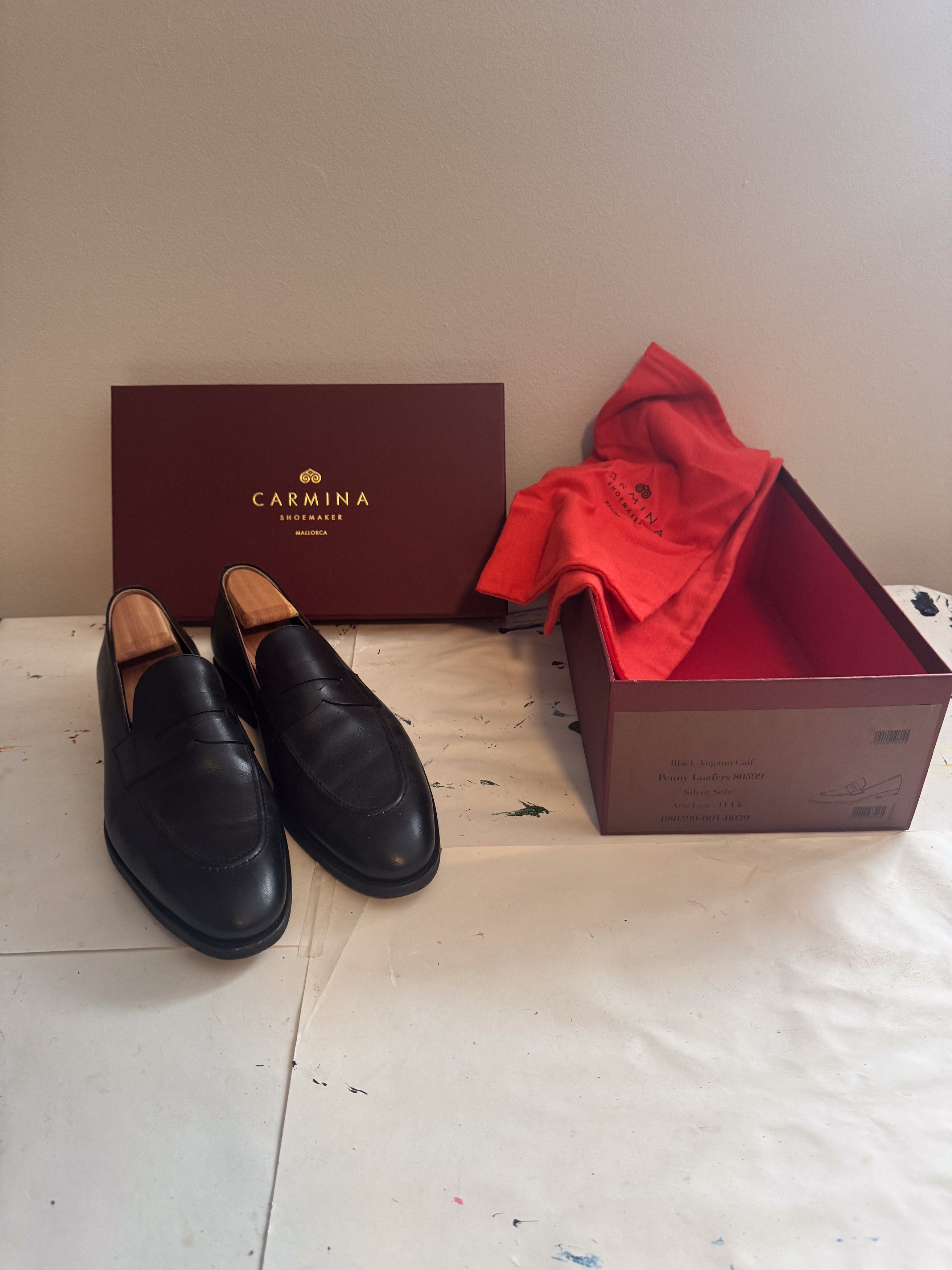 Carmina Penny Loafers 80599 - 12 (Tag 12.5) - Black Leather, Rubber Size US 12 / EU 45 - 2 Thumbnail