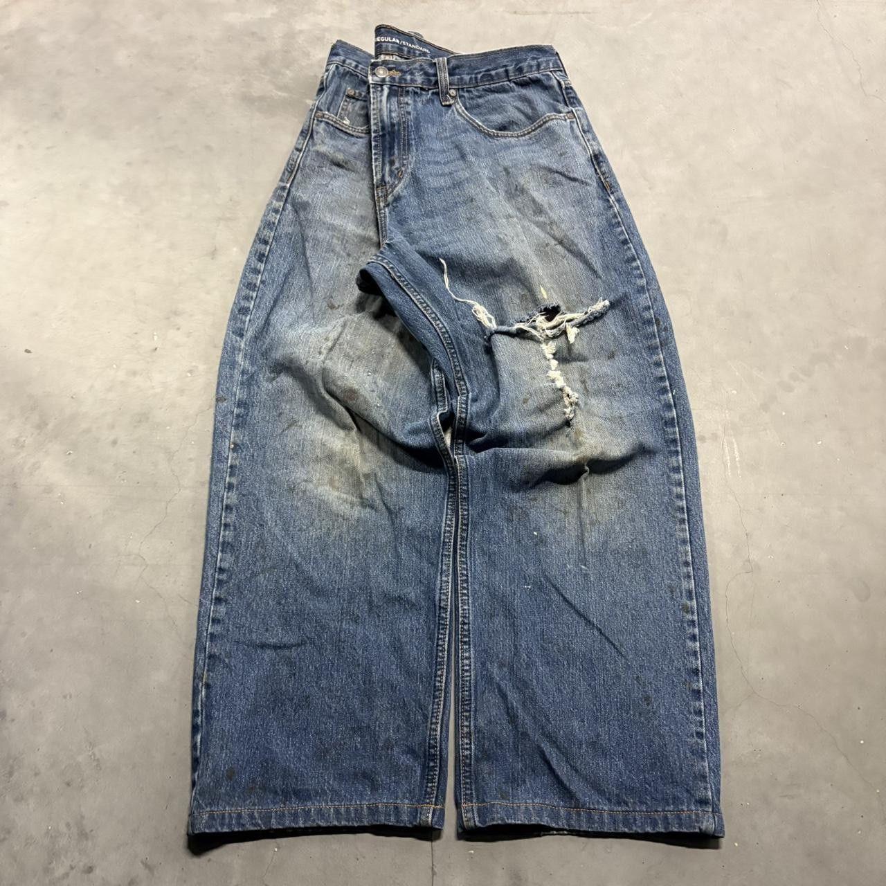 Old Navy × Vintage Crazy Vintage Y2K/2000s Baggy Old navy Streetwear Style Medium Wash ripped Denim Jeans! Size US 38 / EU 54 - 3 Thumbnail