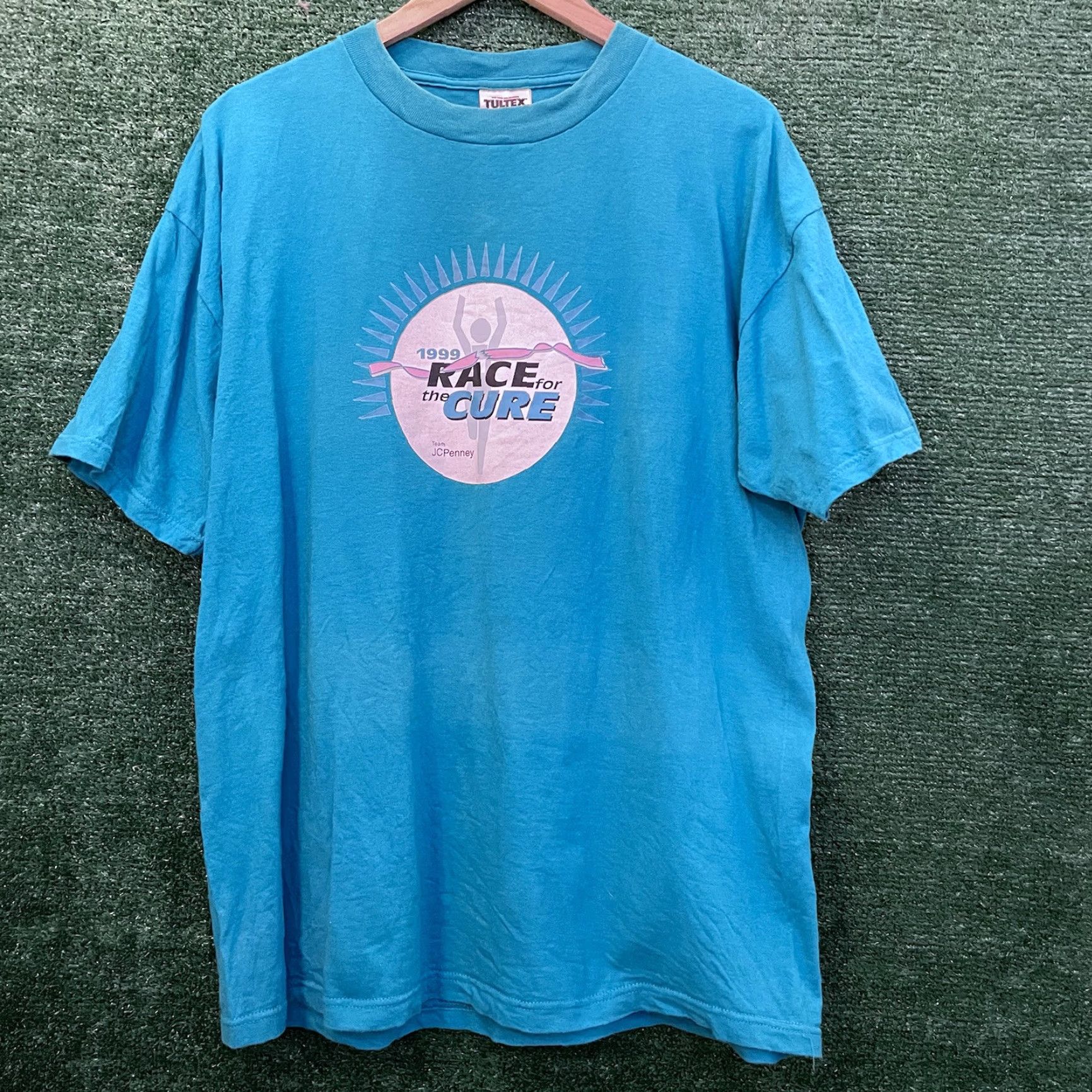 JCPenney VINTAGE JCPenney Shirt Mens XL Blue Race The Cure TShirt Size US XL / EU 56 / 4 - 3 Thumbnail