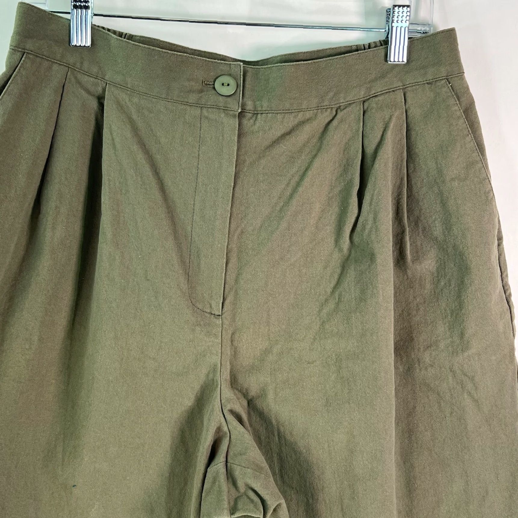 Vintage Ali Miles Women's Green High Rise Pleated Bermuda Shorts Size 16P - Casual 100% Cotton Size 32" / US 10 / IT 46 - 3 Thumbnail