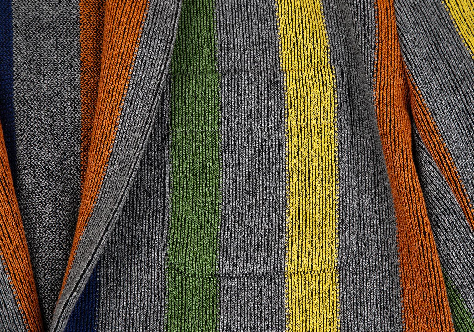 Issey Miyake Color Stripe Ribbed Shawl Collar Jacket Gray Multi M Size US M / EU 48-50 / 2 - 4 Thumbnail