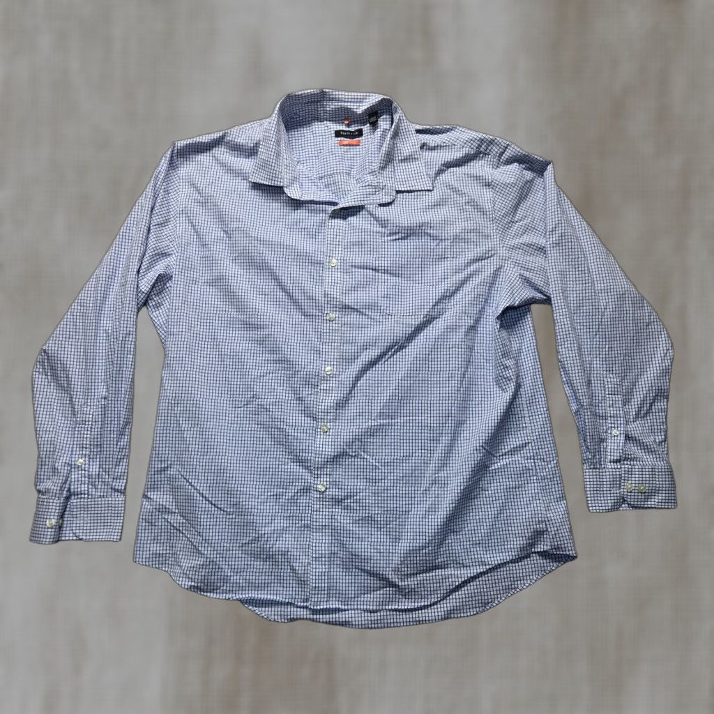 Van Heusen VanHeusen Shirt Men 2XL Blue Plaid Button-Down Long Sleeve Cotton Blend Regular Fit Size US XXL / EU 58 / 5 - 1 Thumbnail
