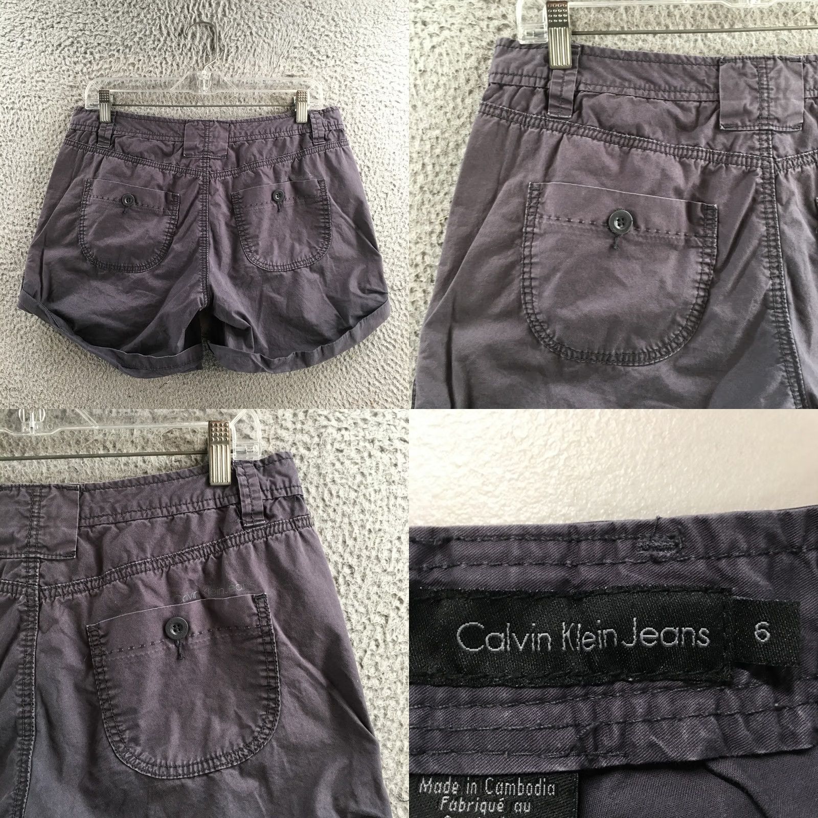 Calvin Klein Calvin Klein Utility Short Womens 6 Gray Cotton Mid Rise Flat Front Casual Zip Size 28" / US 6 / IT 42 - 9 Thumbnail