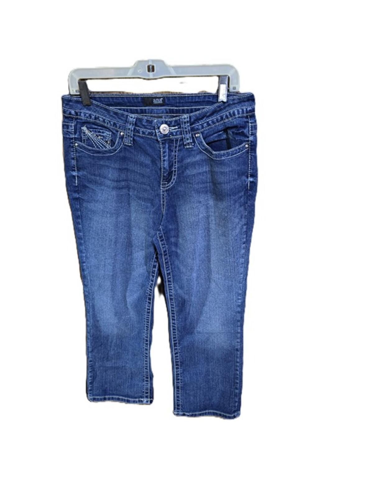 Analog A.N.A. Blue Denim Capri's Embroidered Pockets & Rhinestones Size 30" / US 8 / IT 44 - 1 Thumbnail