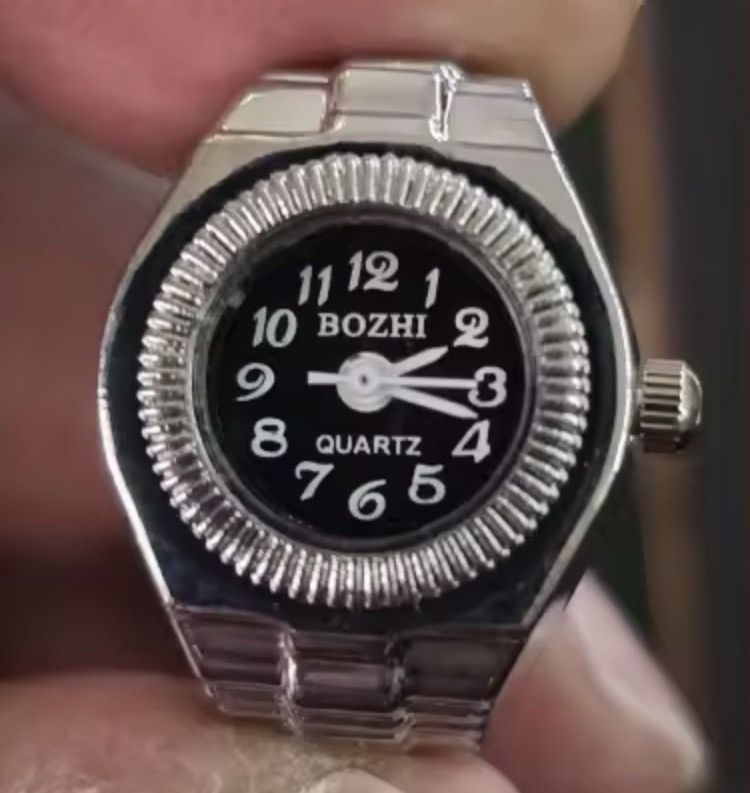 Jewelry Y2K 2000s Vintage Retro Silver Tone Watch Ring Round Face Size ONE SIZE - 2 Thumbnail