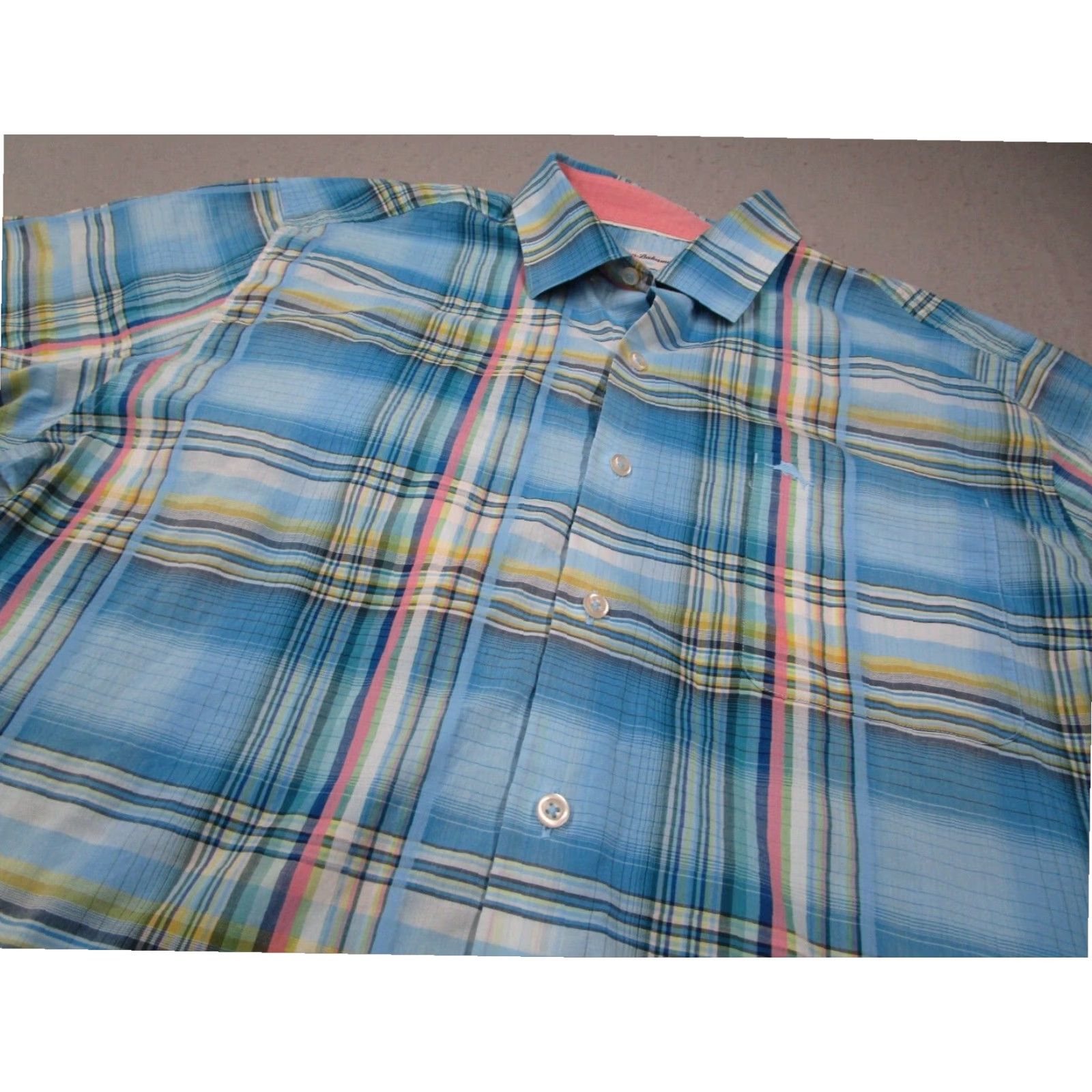 Tommy Bahama Tommy Bahama Men's Large Blue Plaid Island Zone Pima Cotton Blend Button Up Long Sleeve Shirt Size US L / EU 52-54 / 3 - 2 Thumbnail