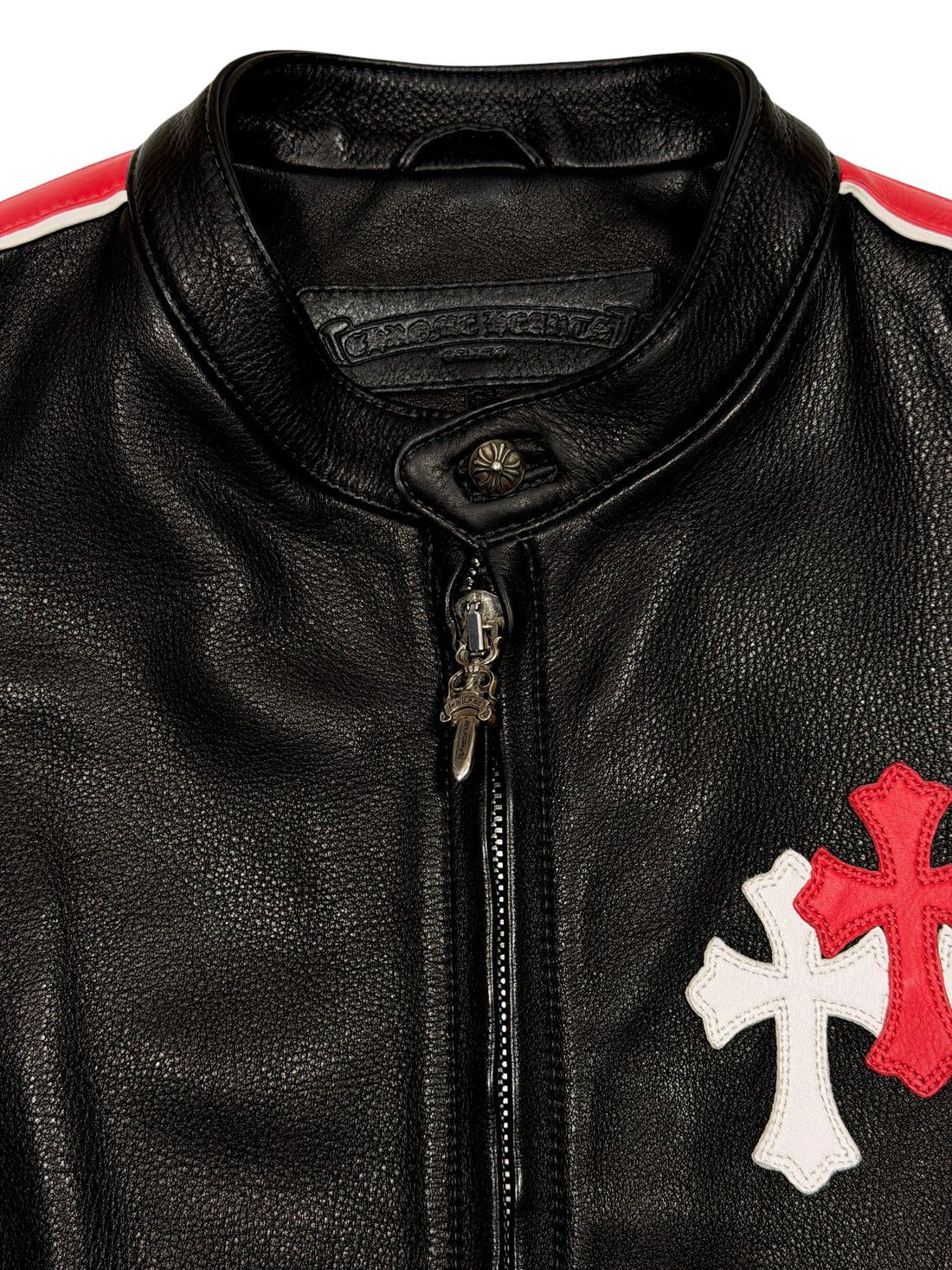 Chrome Hearts Chrome Hearts Cross Patch Leather Jacket Red Racing Stripe Size US S / EU 44-46 / 1 - 4 Thumbnail