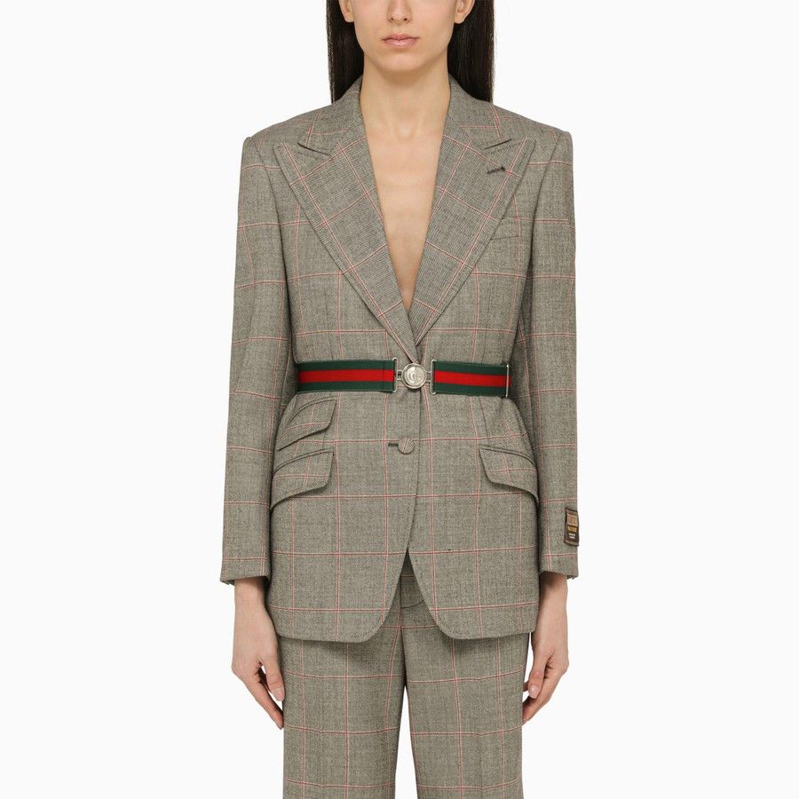 o1d2blof0824 Belted Single-Breasted Jacket in Grey