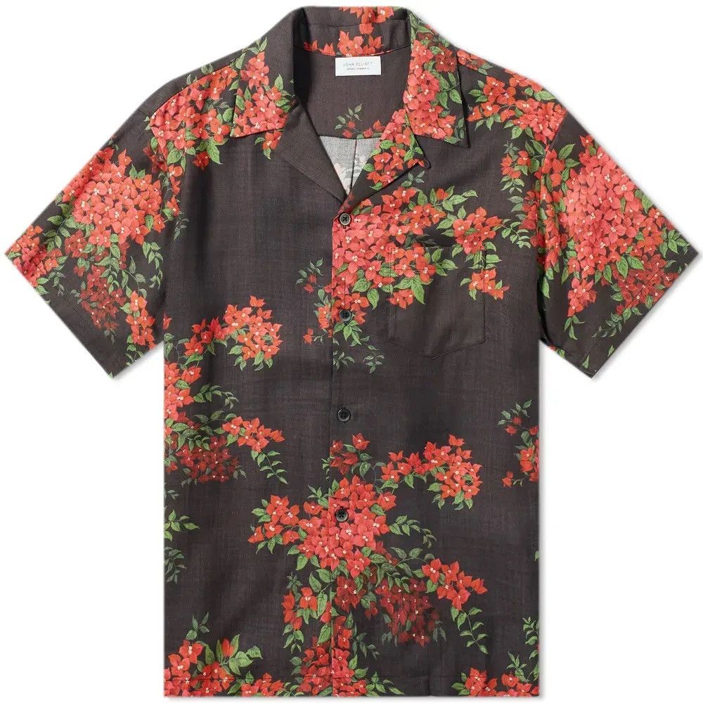John Elliott John Elliott Black Bougainvillea Bowling Shirt Medium Size US M / EU 48-50 / 2 - 7 Thumbnail