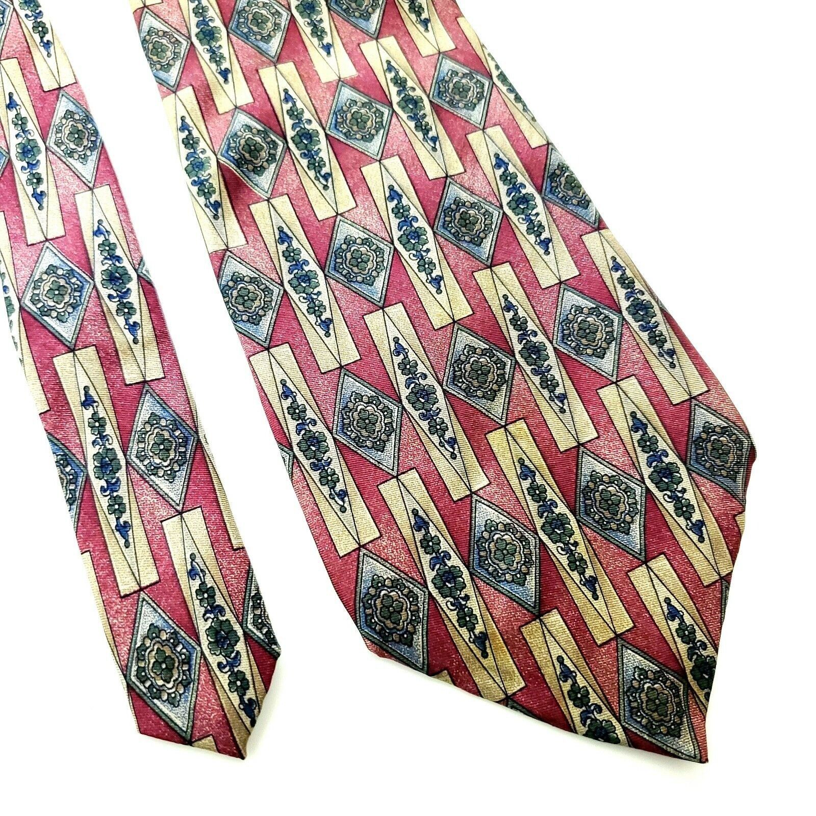 Savile Row Savile Row Red Abstract Silk Tie Print Wide Size ONE SIZE - 1 Thumbnail