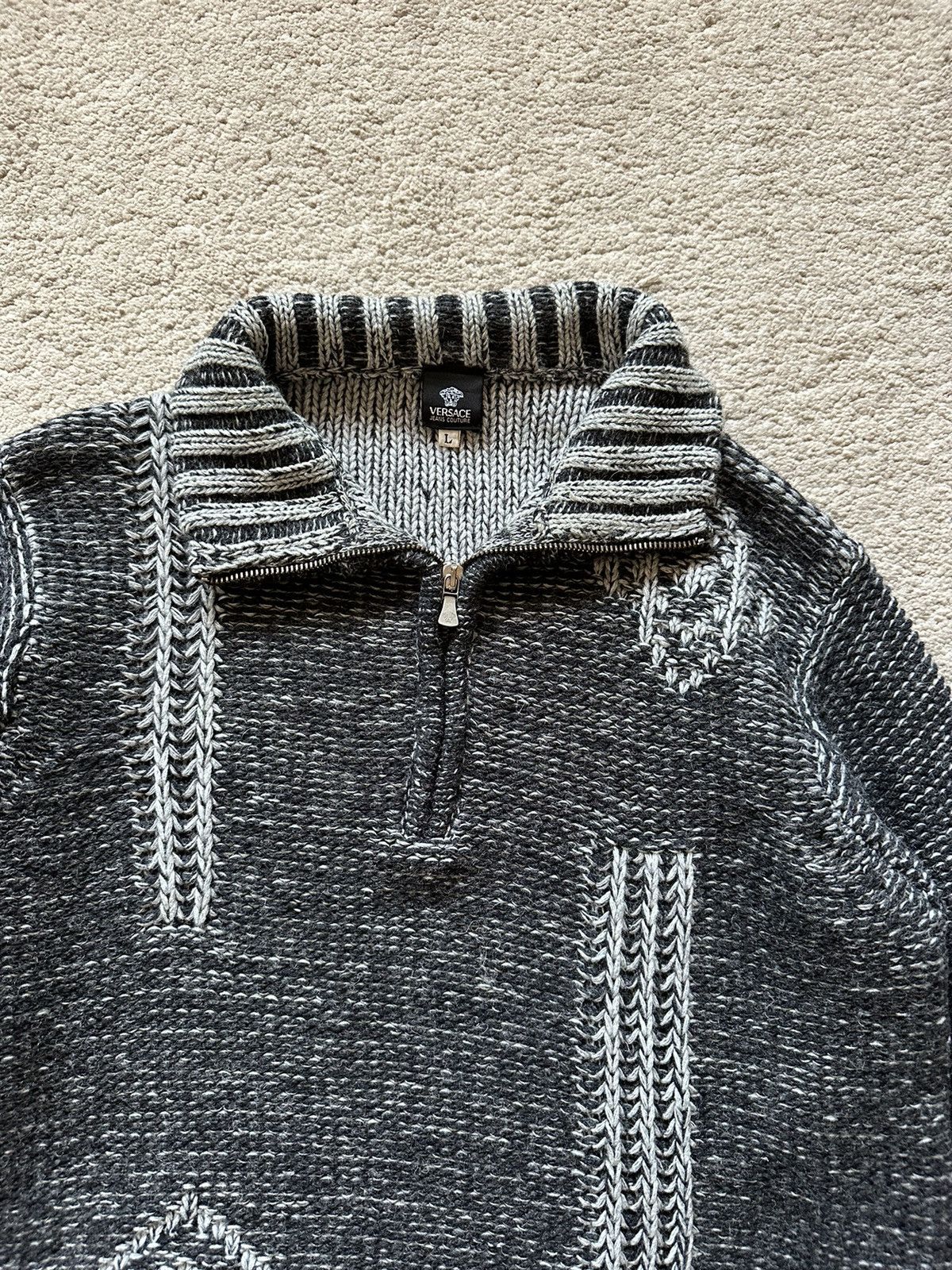 Versace 2000s Versace Heavy Cable Knitted Sweater Size US L / EU 52-54 / 3 - 4 Thumbnail