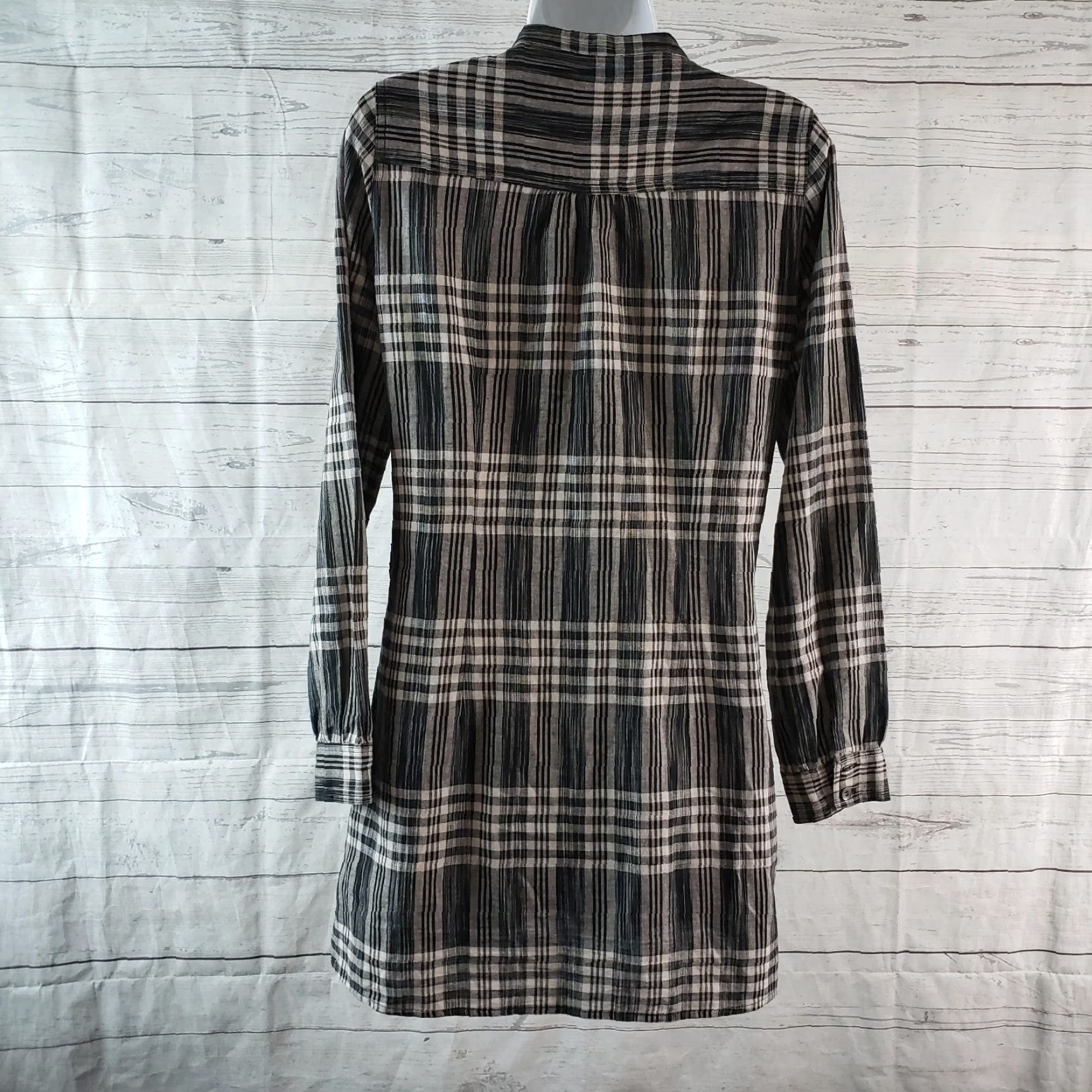Joie VINTAGE Joie Womens Button Front Dress Sz Small Black Gray Plaid Ruffle Front Cotton Size S / US 4 / IT 40 - 4 Thumbnail