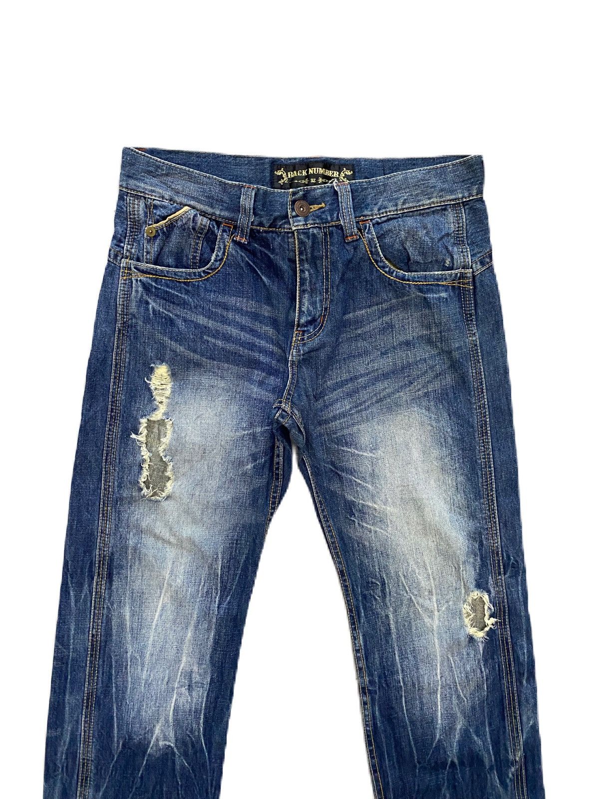 If Six Was Nine × Japanese Brand × Junya Watanabe JAPAN BRAND BACK NUMBER THRASHED DENIM GRUNGE STYLE Size US 32 / EU 48 - 2 Thumbnail