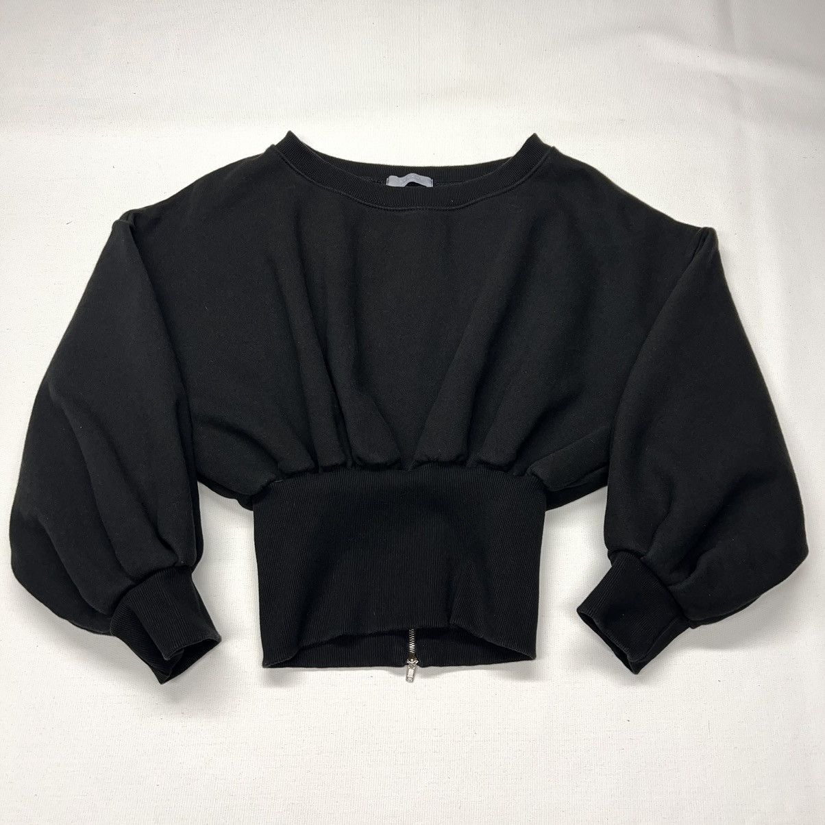 Other Laurent Sweater Black Cropped Zip Baggy Sweatshirt Designer Size S / US 4 / IT 40 - 1 Thumbnail