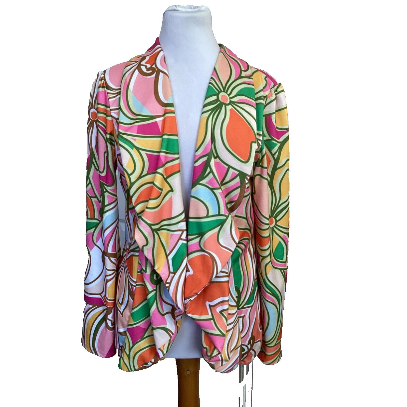 Other HEIMISH USA RETRO 70'S NEON FLORAL OPEN FRONT CARDIGAN SZ 1X Size XXL / US 16-18 / IT 52-54 - 1 Thumbnail