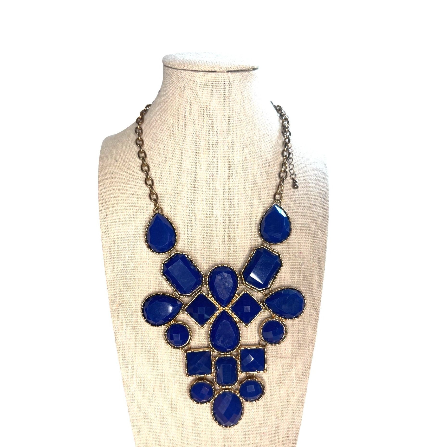 Other Cobalt Blue Statement Gold-Tone Chain Necklace With Bold Blu Size ONE SIZE - 1 Thumbnail