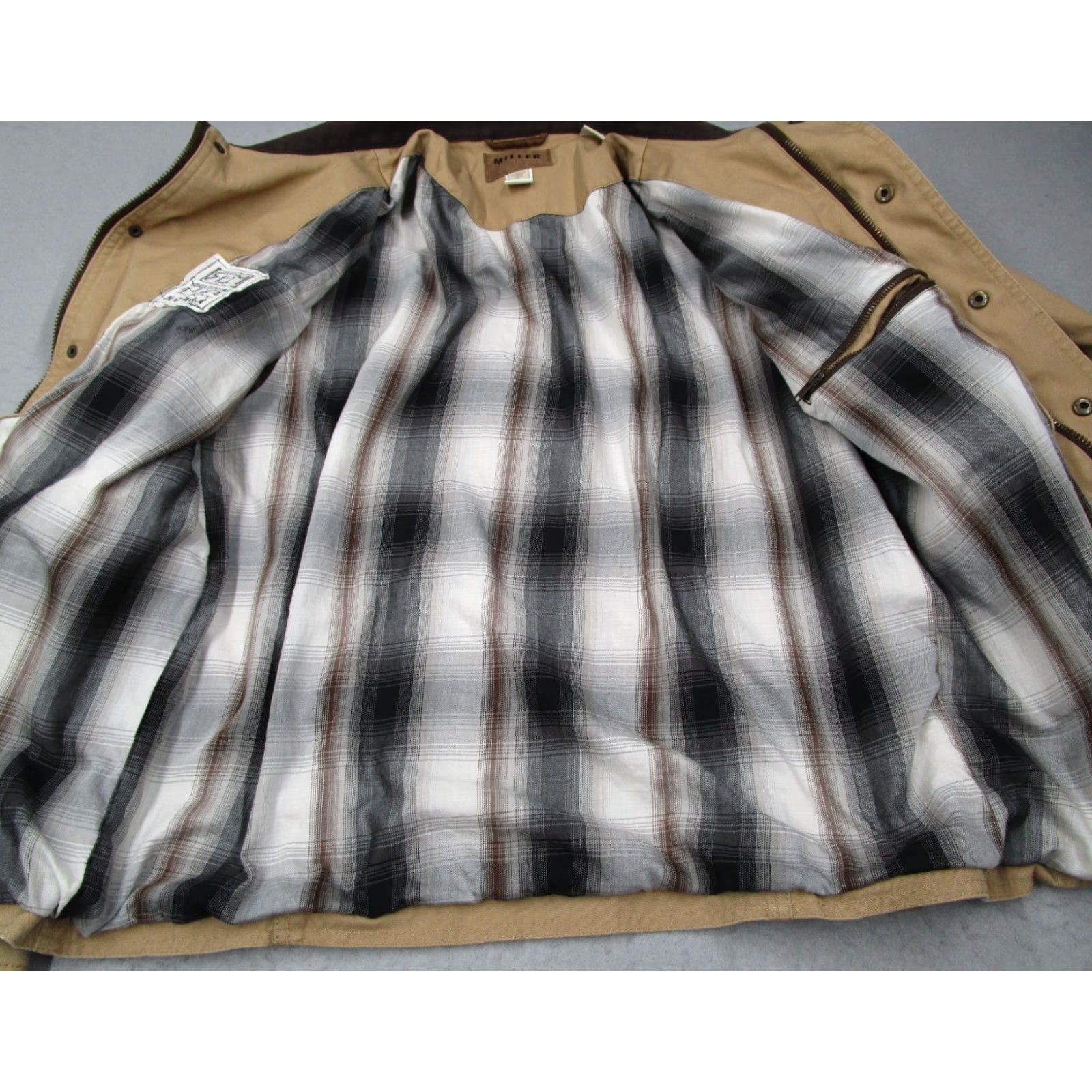 Vintage Miller Ranch Jacket Mens Large Brown Bonded Full Zip Chore Barn Ranch Logo Size US L / EU 52-54 / 3 - 3 Thumbnail