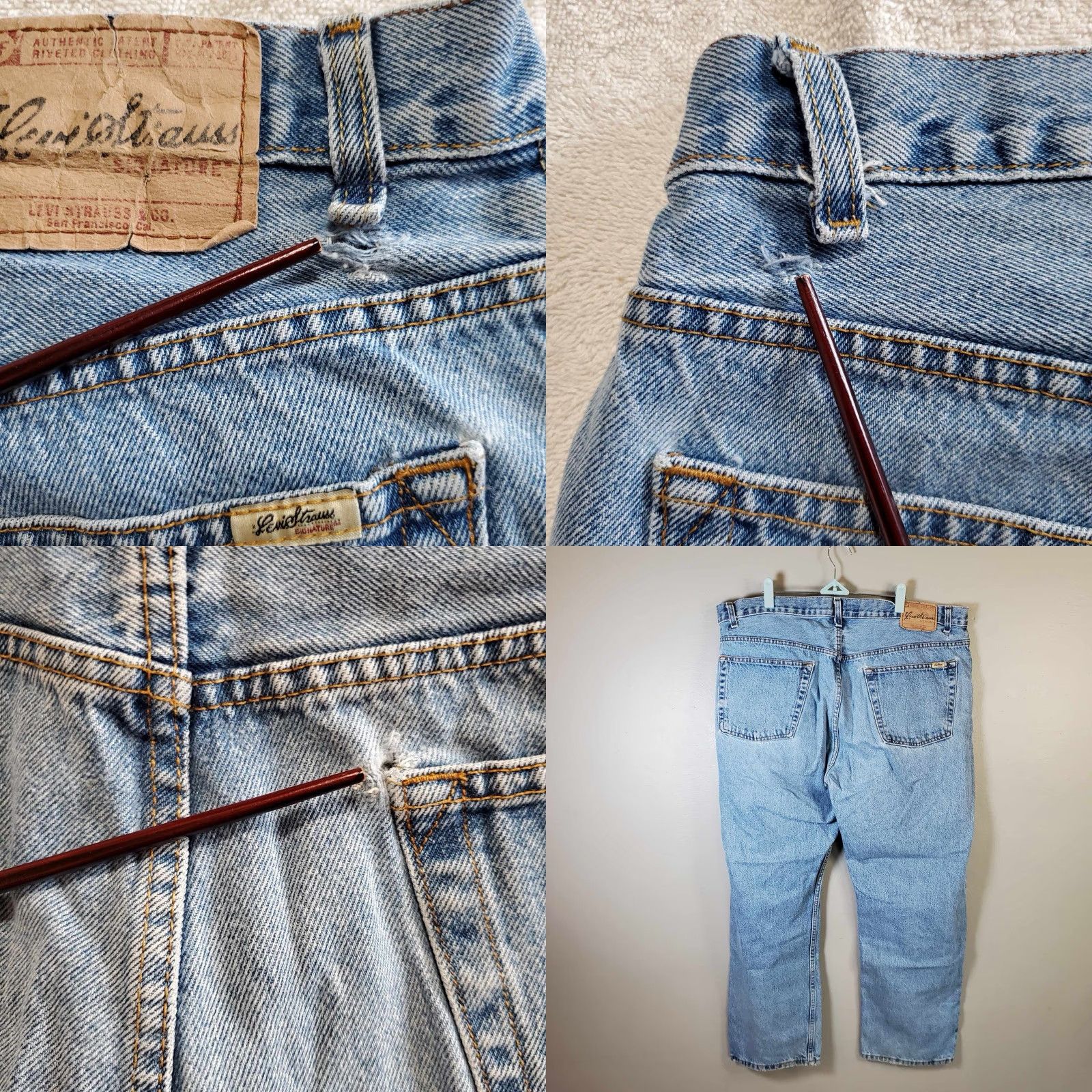 Levi's Levi's Strauss Jeans 42 Regular Distressed Blue Straight Mens 29 Inseam Jeans Size US 42 / EU 58 - 8 Thumbnail
