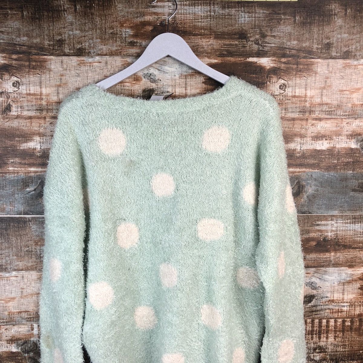 Japanese Brand DL C.O.L.Z.A Green Mohair Fur shaggy Knitwear #C370 Size L / US 10 / IT 46 - 13 Thumbnail