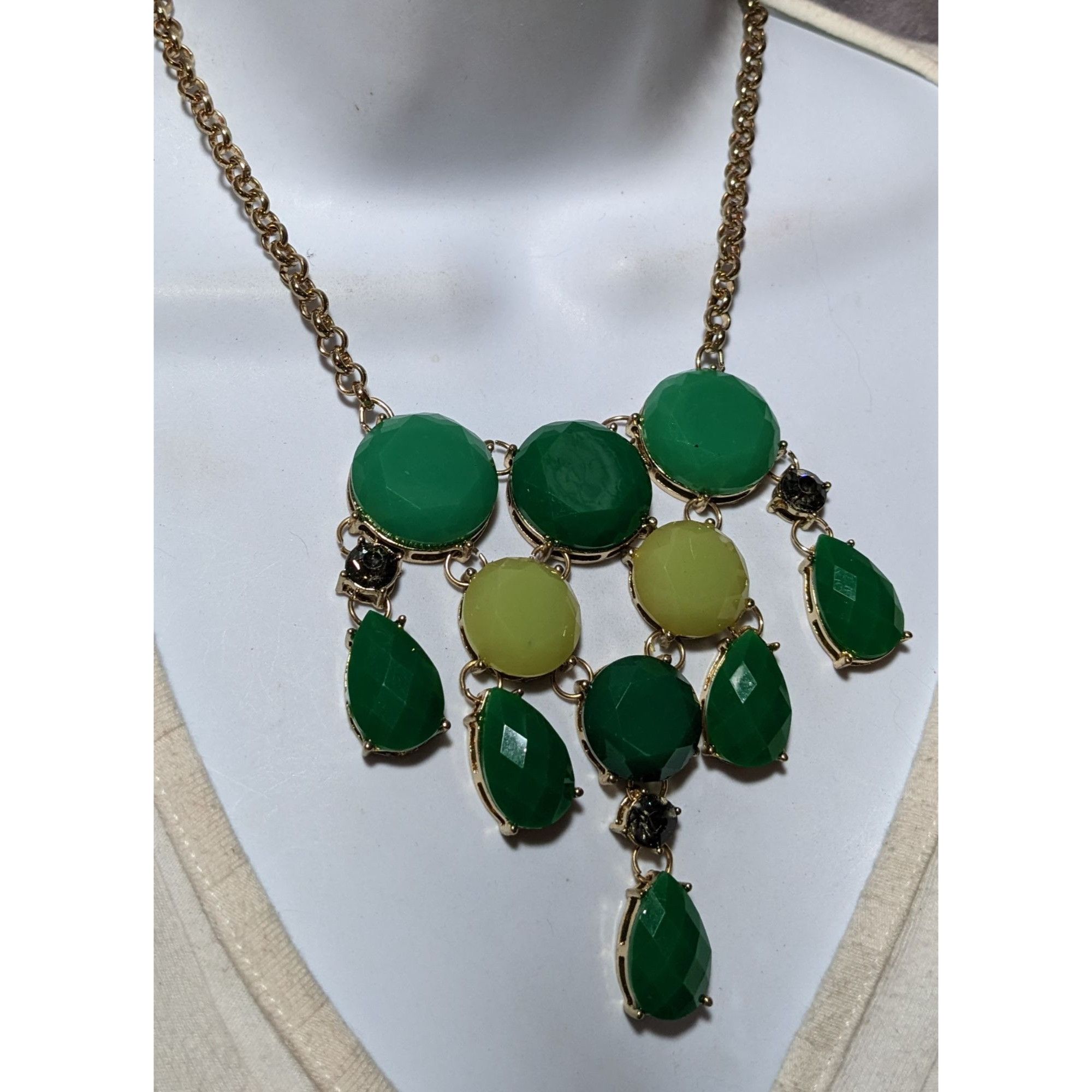 Other Y2K Glam Green Gemmed Fringe Statement Necklace Size ONE SIZE - 6 Thumbnail