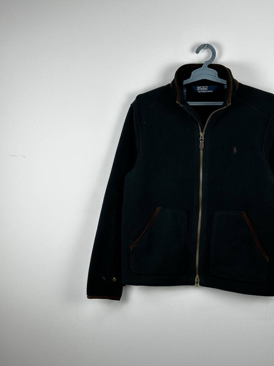 Polo Ralph Lauren × Vintage Vintage 90s Polo Fleece Full Zip Leather Trim Jacket Size US L / EU 52-54 / 3 - 2 Thumbnail
