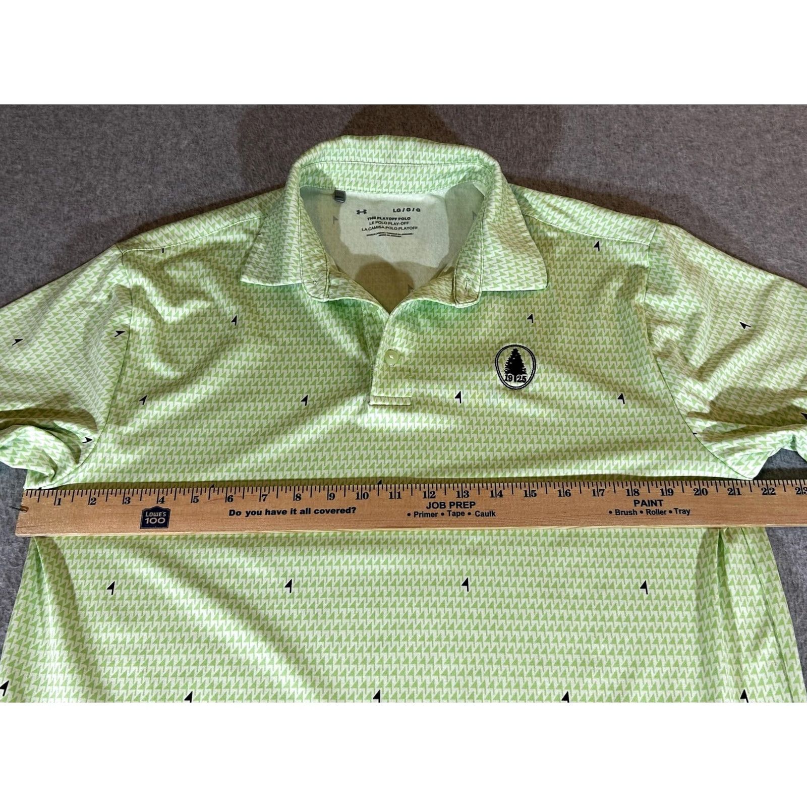 Under Armour Under Armour Polo Shirt Mens Large Green Golf Playoff Pin Flag AOP Print Stretch Size US L / EU 52-54 / 3 - 3 Thumbnail
