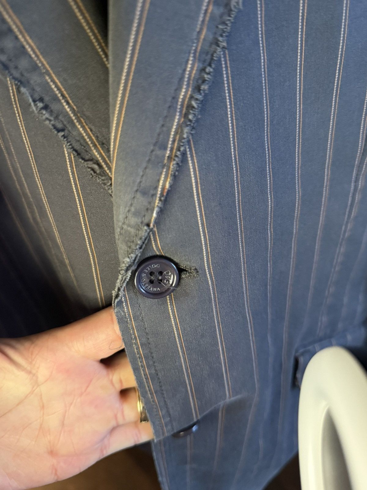Dolce & Gabbana D&G Dolce Gabbana Pinstripe Deconstructed Blazer Y2K Archive Size 42R - 10 Thumbnail