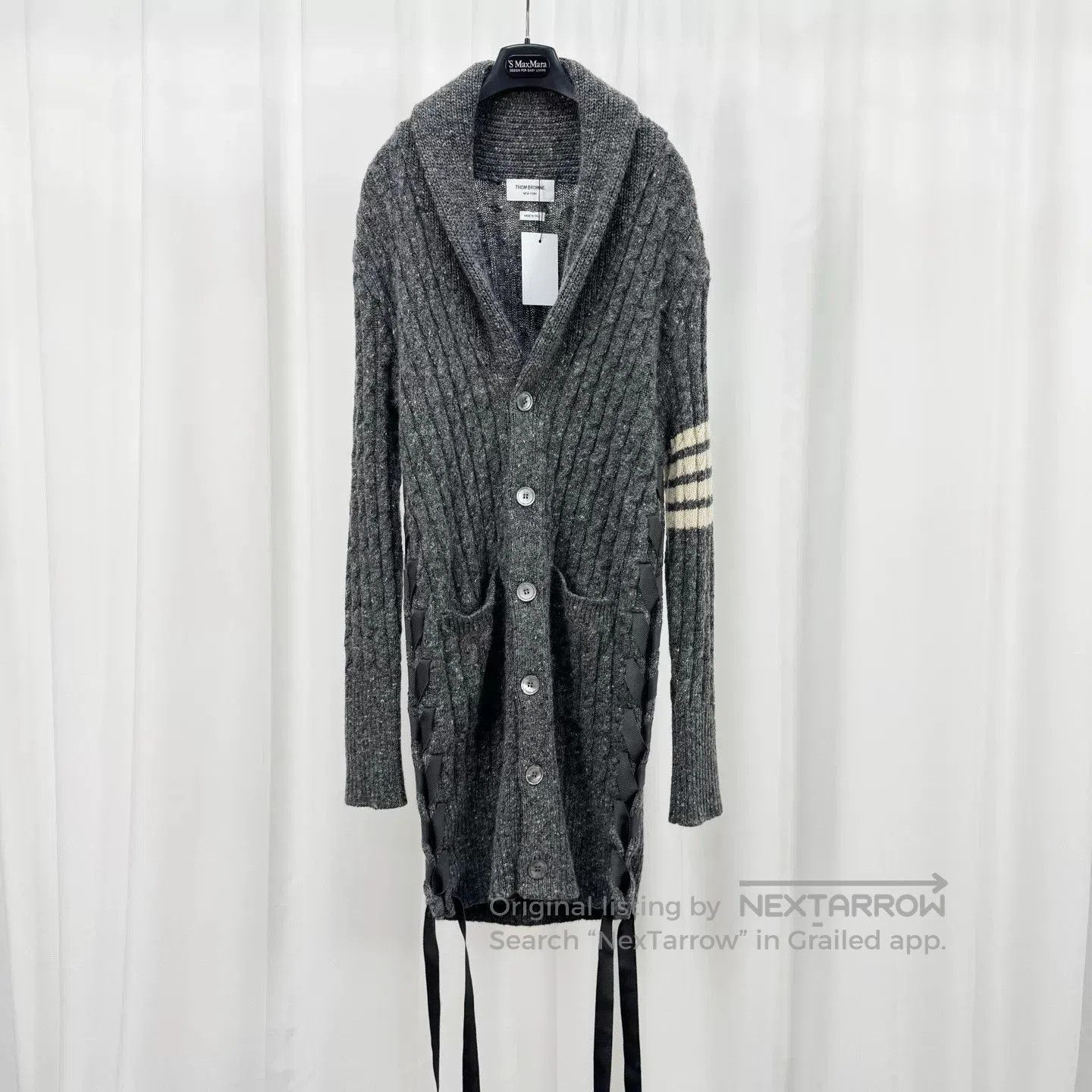 Thom Browne long gray wool knit sweater by Thom Browne. Size US S / EU 44-46 / 1 - 1 Thumbnail
