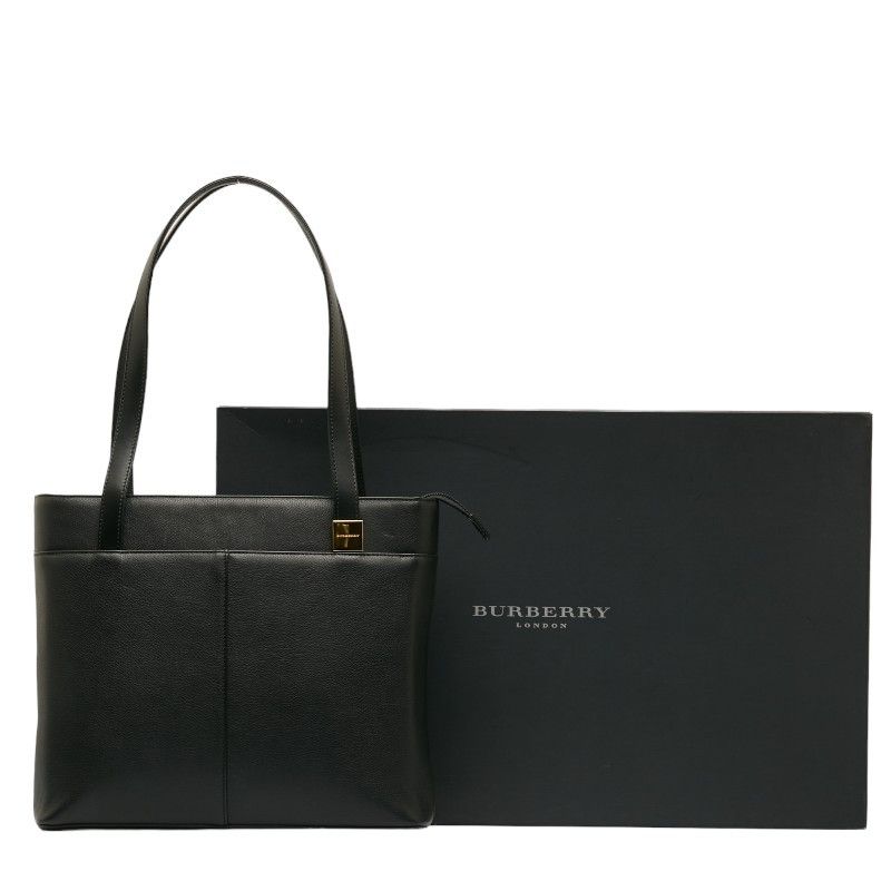 image of Burberry Leather Tote Bag in Black, Women's