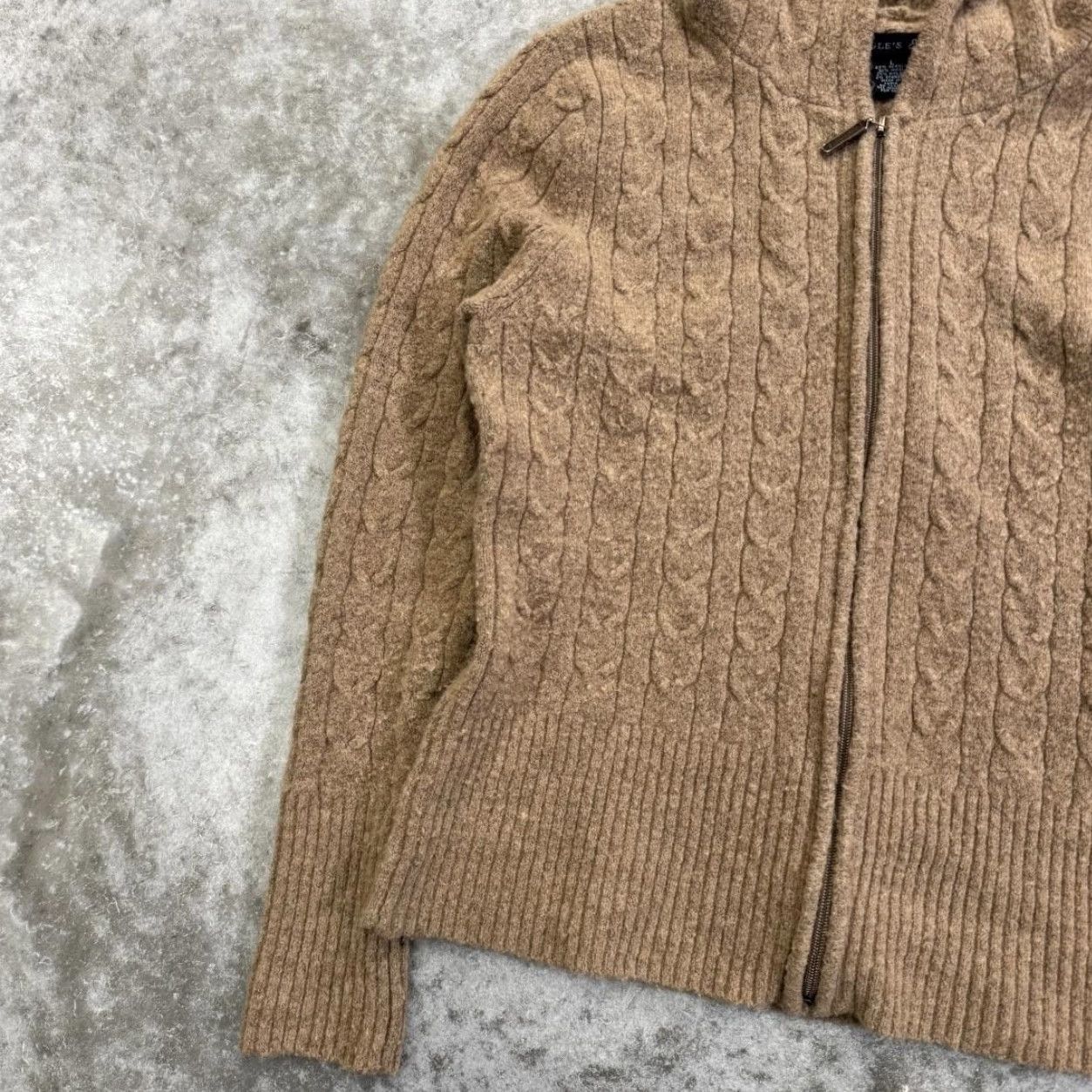 Vintage VINTAGE Eagles Eye Sweater Womens Large Brown Hooded Full Zip Cable Knit Hoodie Size L / US 10 / IT 46 - 2 Thumbnail