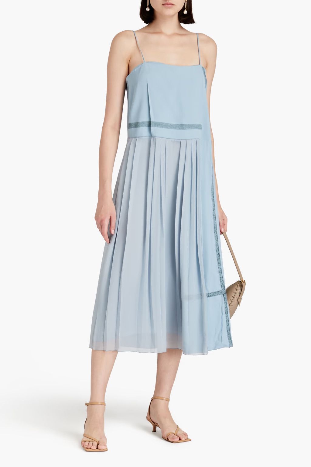 Chloe o1y0825 Midi Dress in Light Blue Size M / US 6-8 / IT 42-44 - 2 Thumbnail