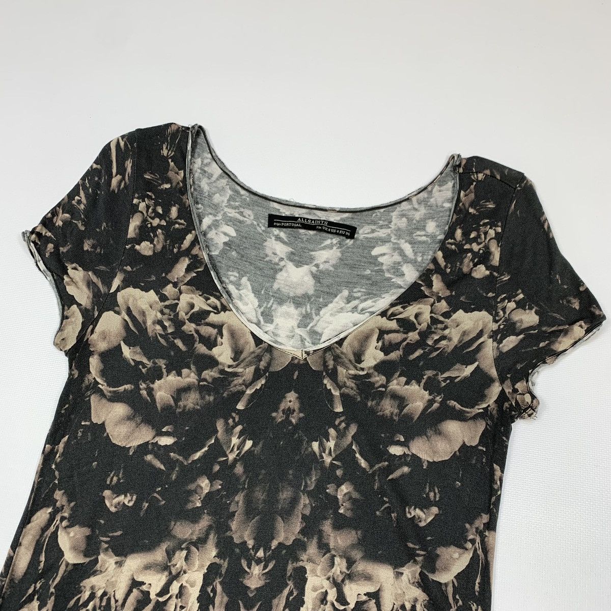 Allsaints × Designer Allsaints Dress Viscose Short Sleeve Floral Size S / US 4 / IT 40 - 2 Thumbnail