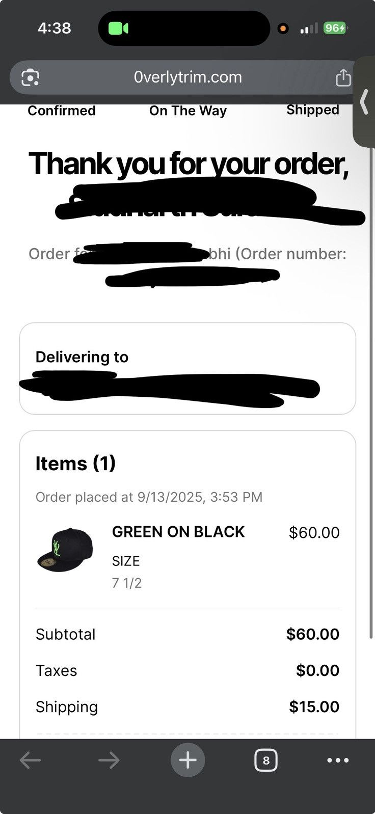 Playboi Carti YVL black/green hat Size ONE SIZE - 5 Thumbnail
