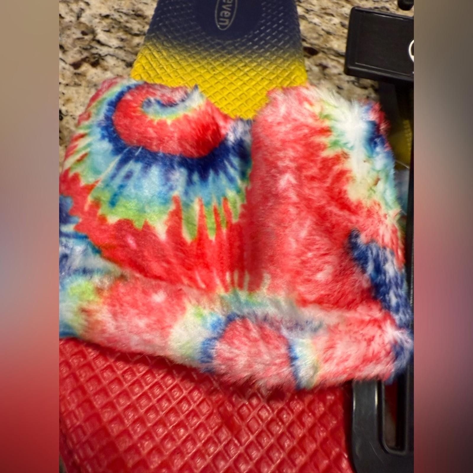 Seven 7 Seven tie dyed faux fur rainbow colored slides Size 9 Size US 9 / IT 39 - 5 Thumbnail