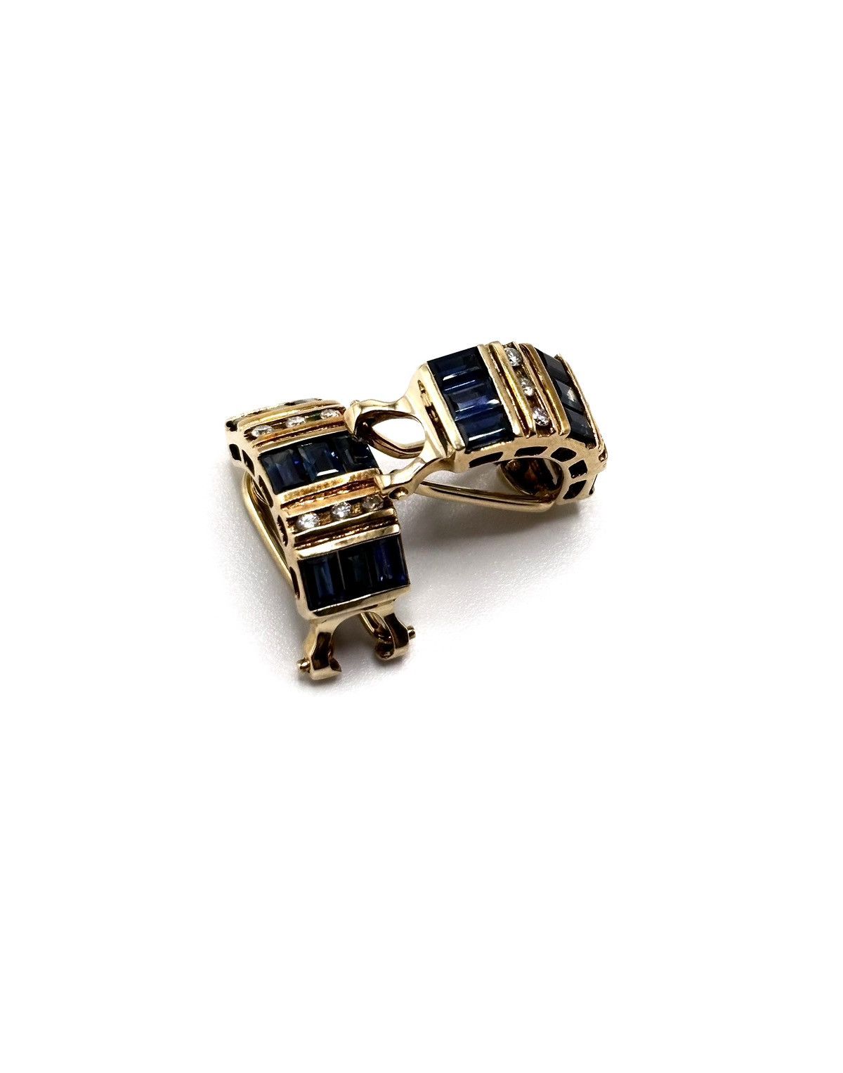 Other 14K Yellow Gold Sapphire Diamond Clip-On Earrings Size ONE SIZE - 4 Thumbnail
