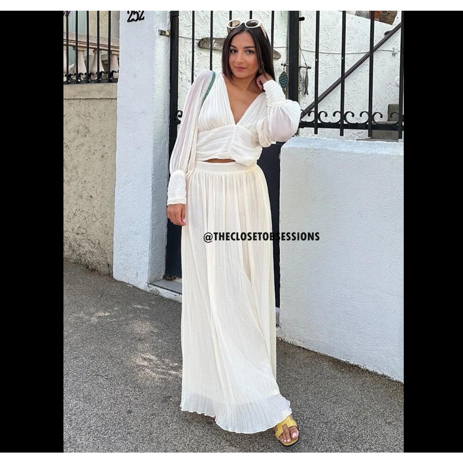Zara RARE!!! ZARA Co-Ord Set V-Neck Top + Flowy Maxi Skirt NWT Size L / US 10 / IT 46 - 19 Thumbnail